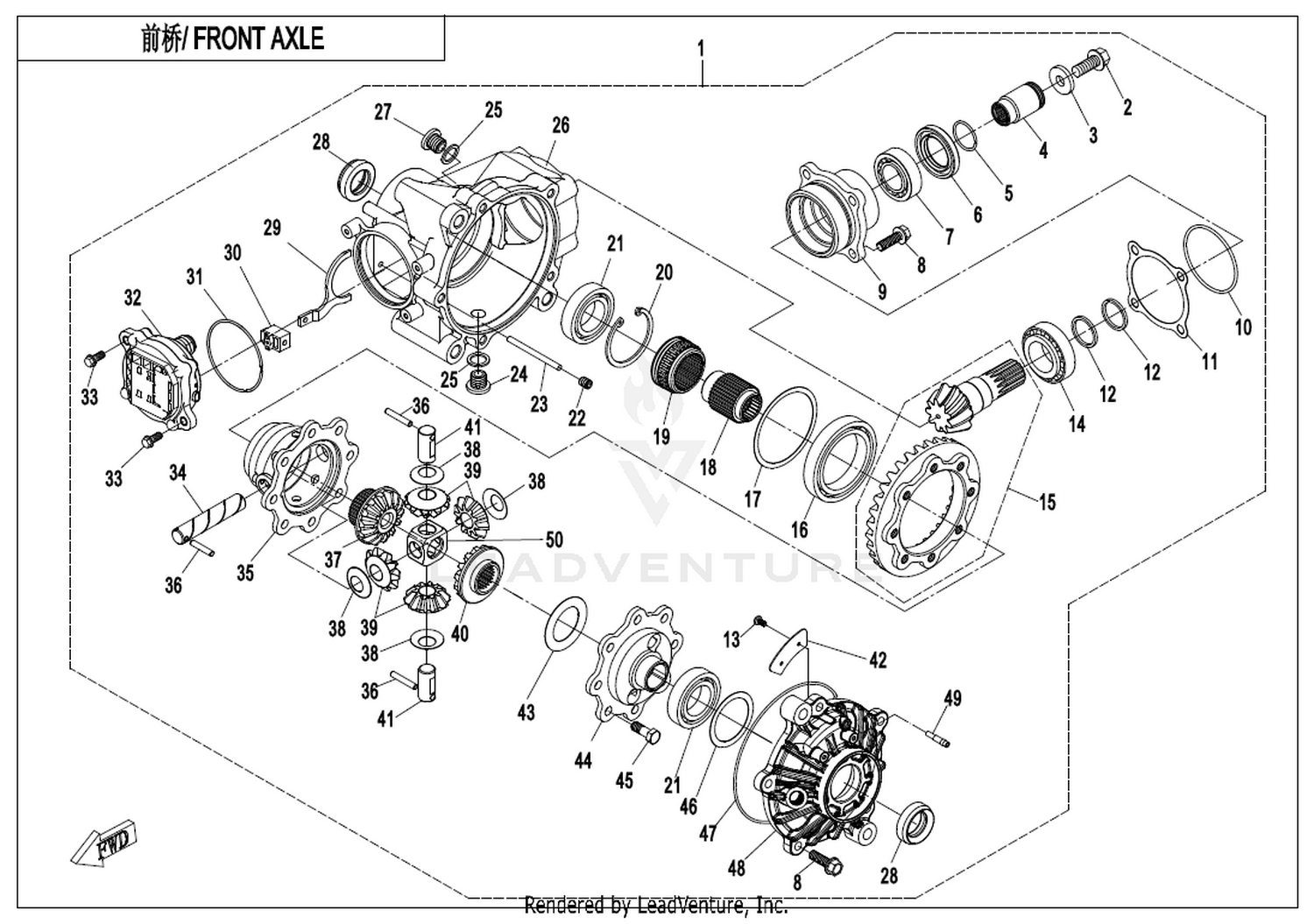 CFORCE 850XC 2024 Front Axle(Oridinary) exploded diagram