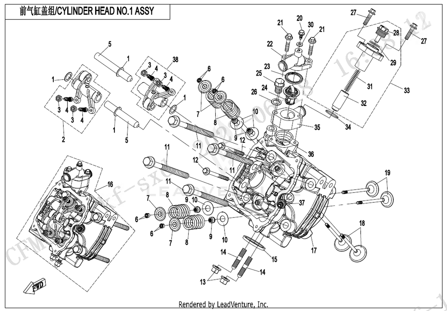 CFORCE 850XC 2023 Cylinder Head No.1 Assy exploded diagram