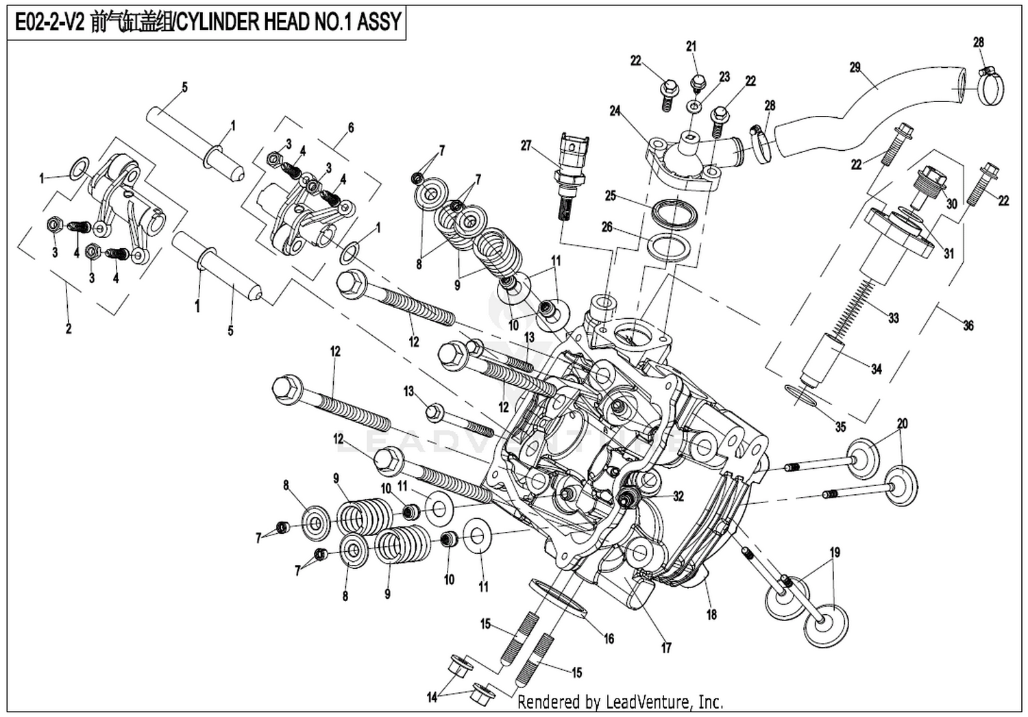 UFORCE 800 2019 Cylinder Head No.1 Assy exploded diagram