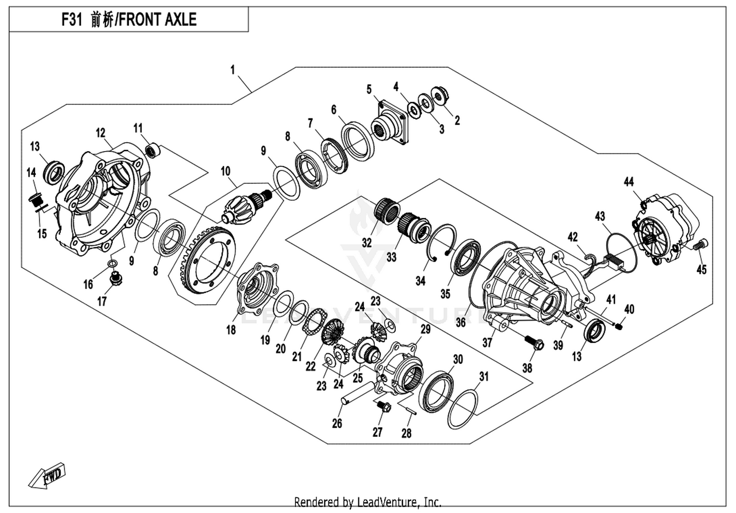 CFORCE 550 2016 Front Axle exploded diagram