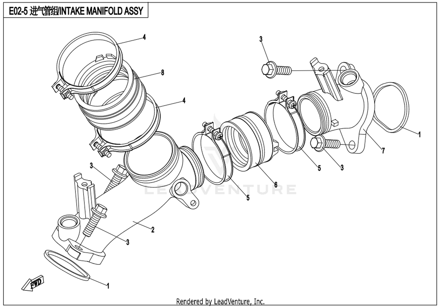 CFMOTO X8 2019 Intake Manifold Assy exploded diagram