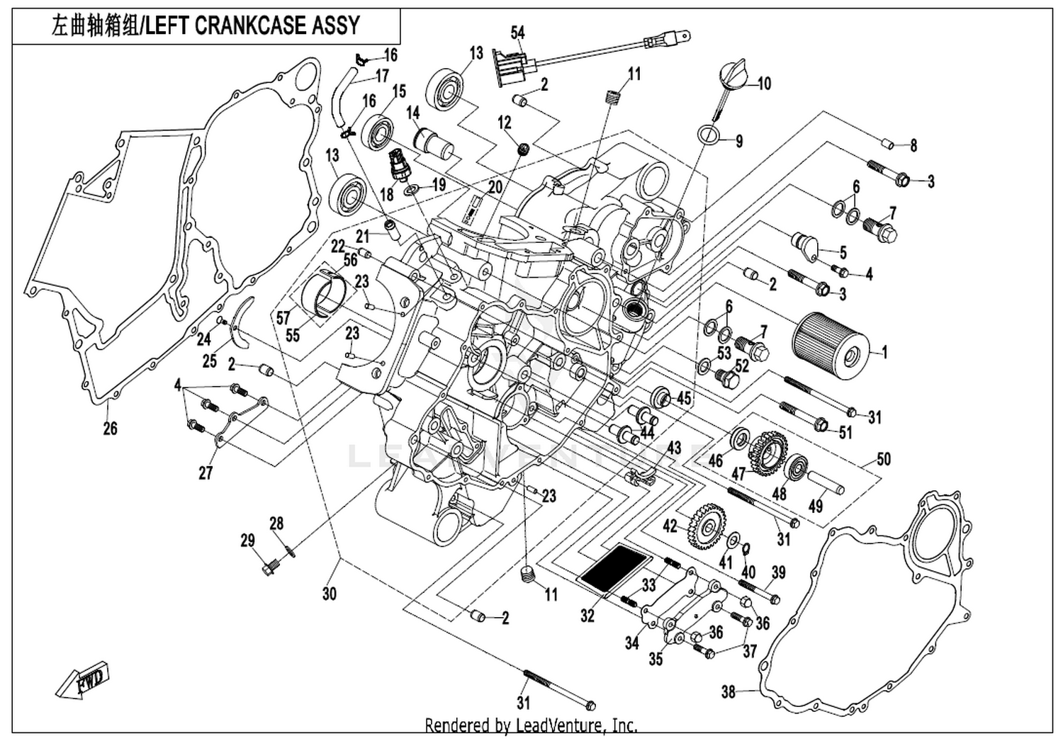 CFORCE 850XC 2023 Left Crankcase Assy exploded diagram