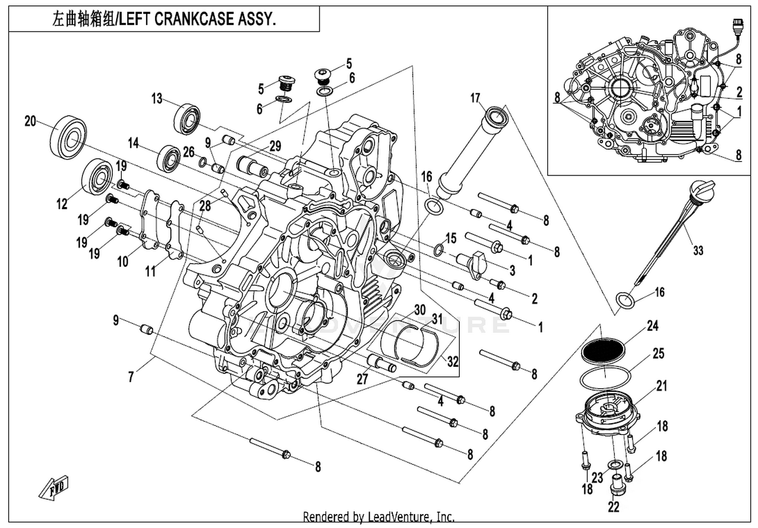 ZFORCE 550 2019 Left Crankcase Assy exploded diagram