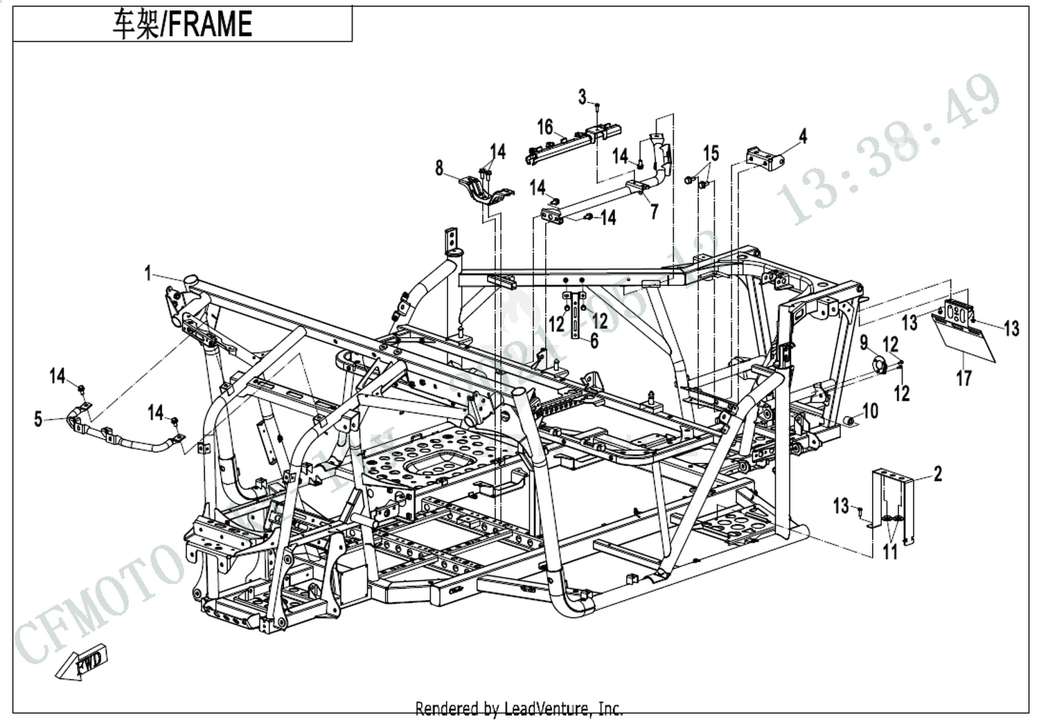 UFORCE 600 2021 Frame exploded diagram