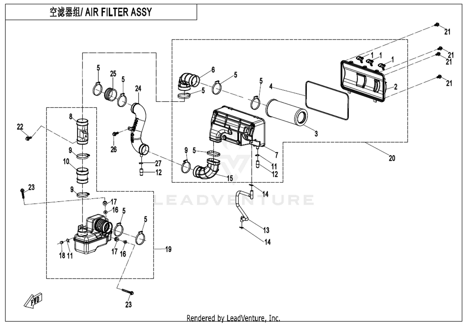 UFORCE 1000 XL 2024 Air Filter Assy exploded diagram