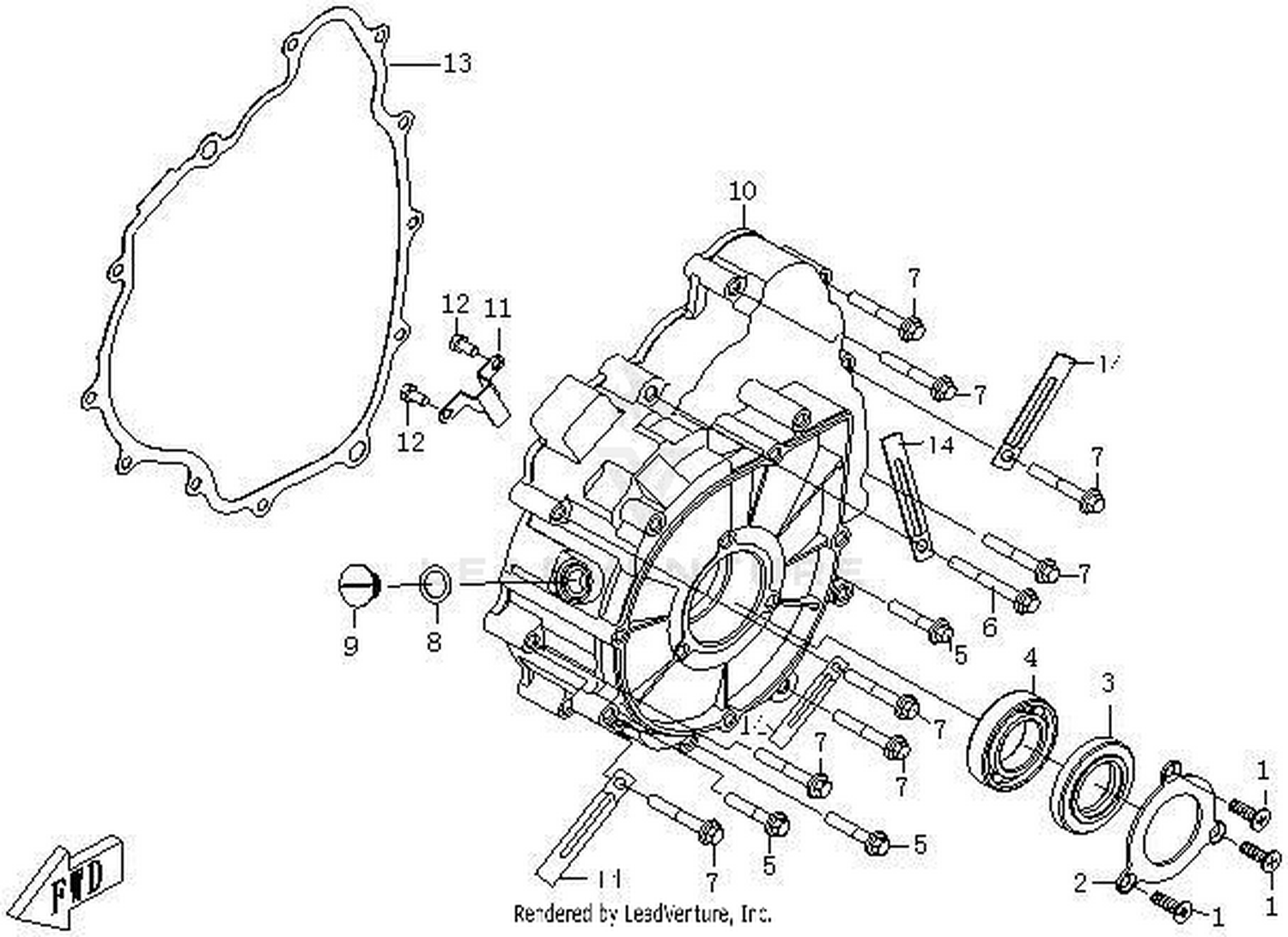 TERRAIN 500 2014 Crankcase Cover (Left) exploded diagram