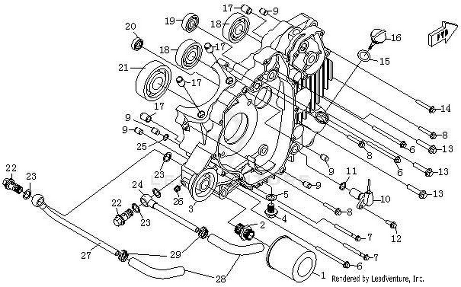 ZFORCE 600 2015 Left Crankcase exploded diagram