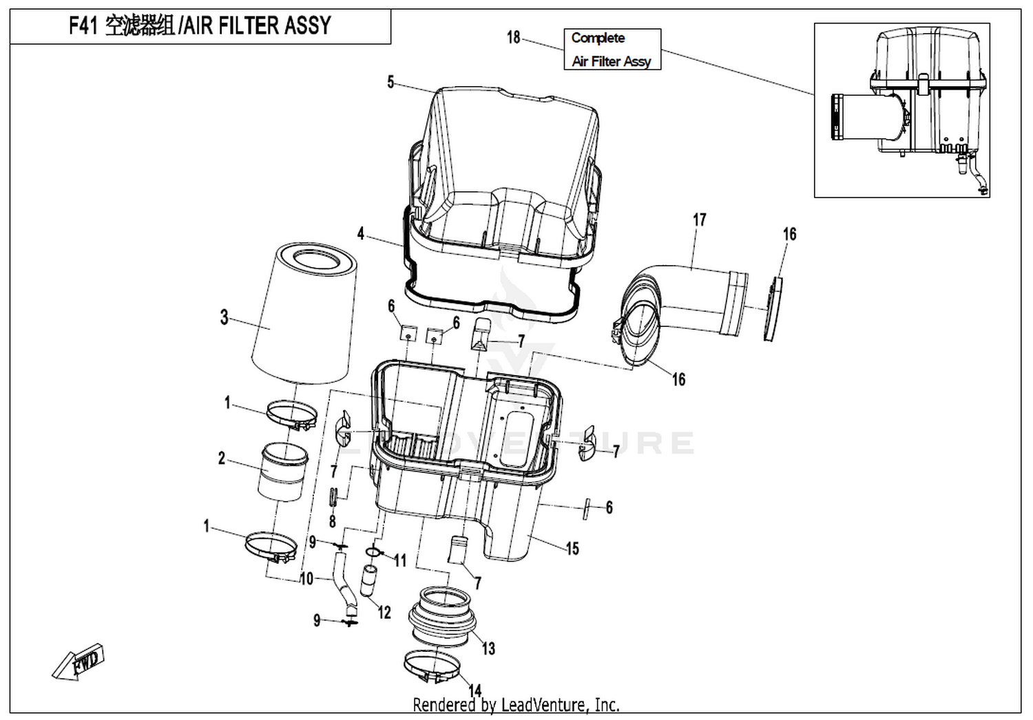 UFORCE 800 2019 Air Filter Assy exploded diagram