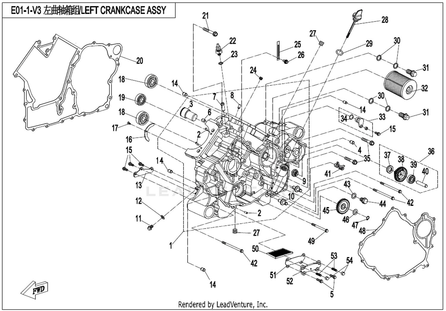 ZFORCE 1000 2017 Left Crankcase Assy 1 exploded diagram