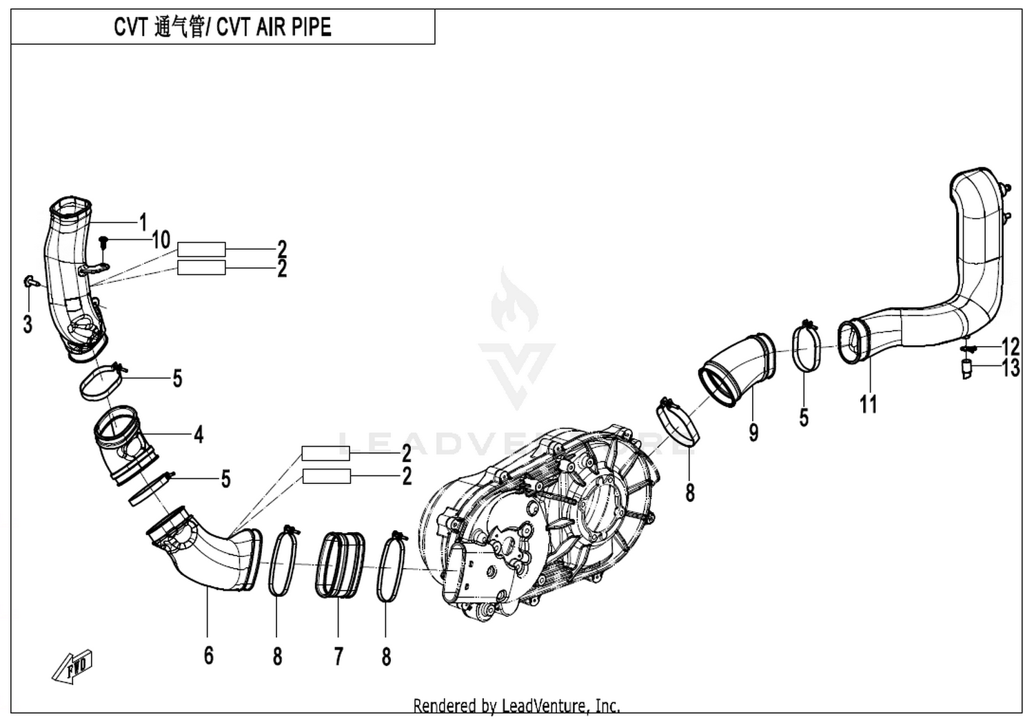 CFORCE 520. Cvt Air Pipe exploded diagram