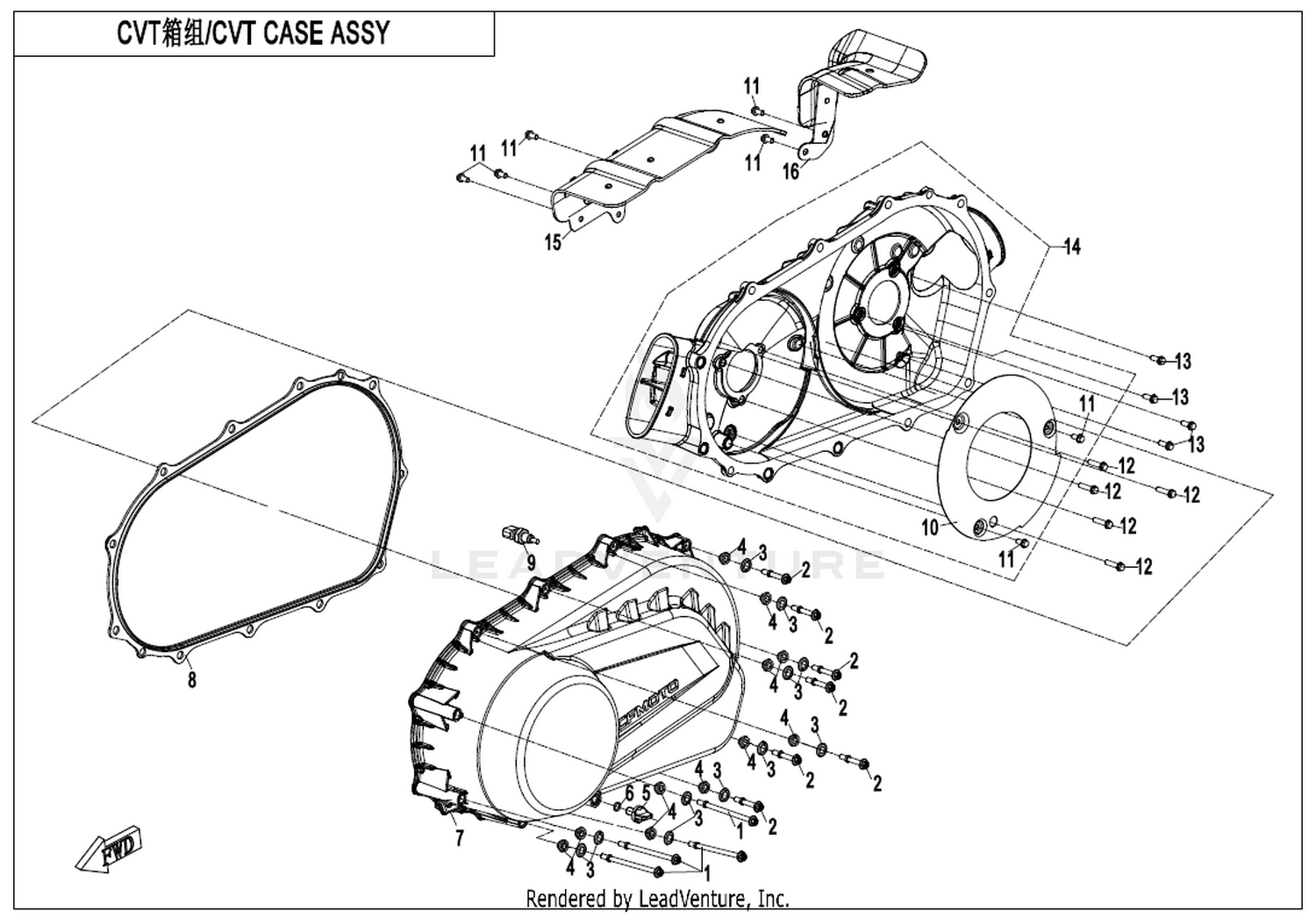CFORCE 1000 OVERLAND Cvt Case Assy exploded diagram