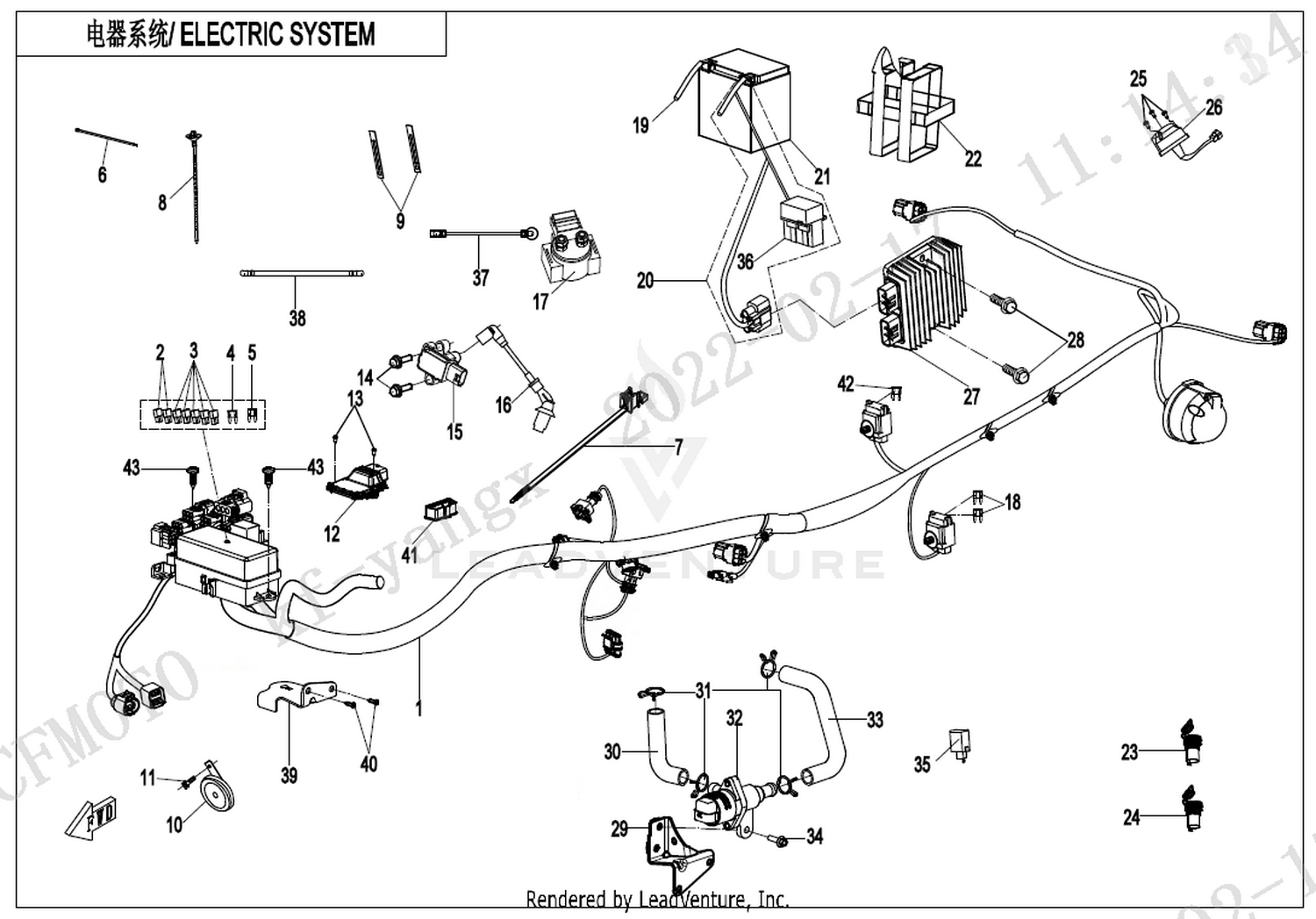 CFORCE 625 2022 Electric System 1 exploded diagram