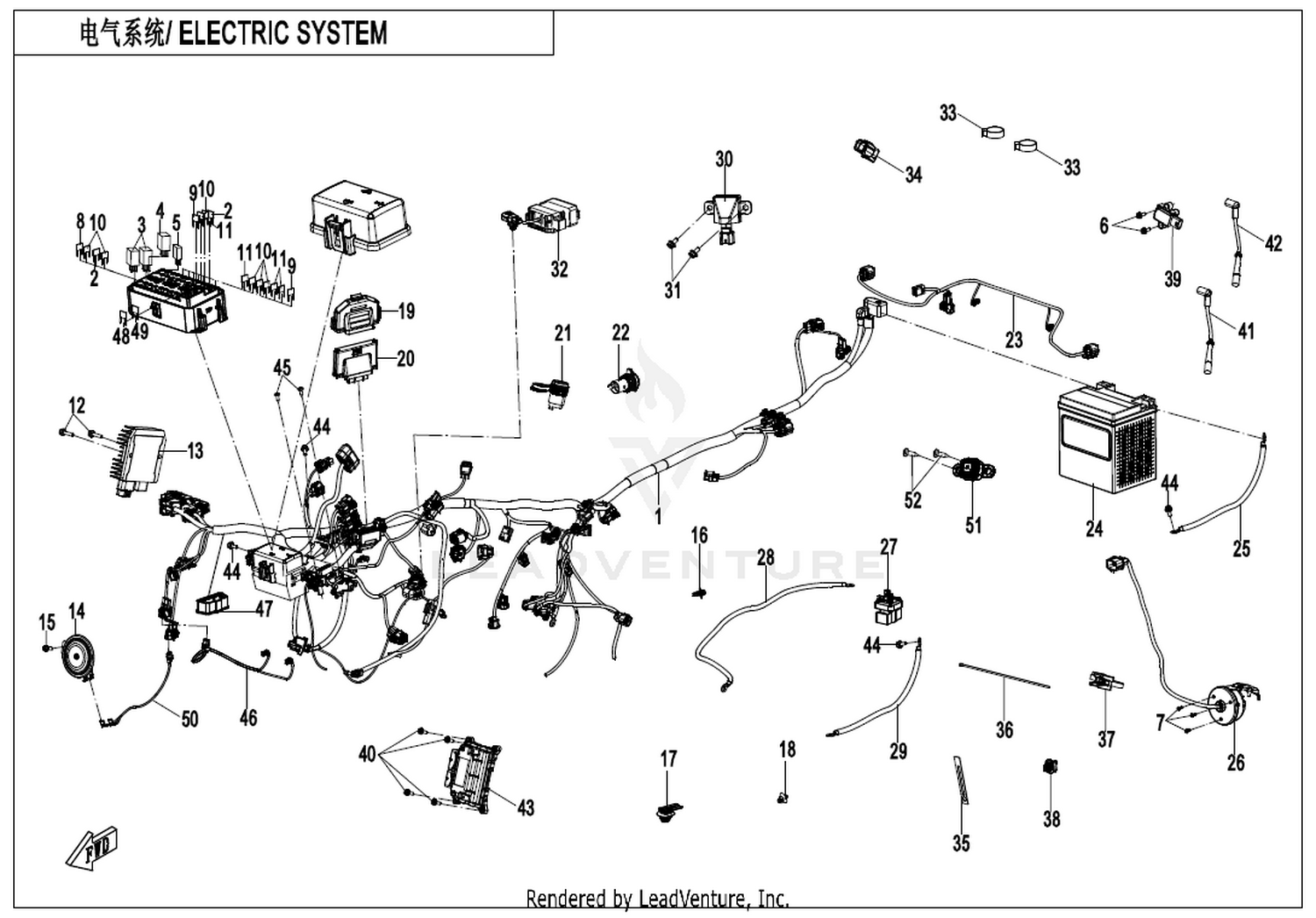 CFORCE 1000 MV 2026 Electric System exploded diagram