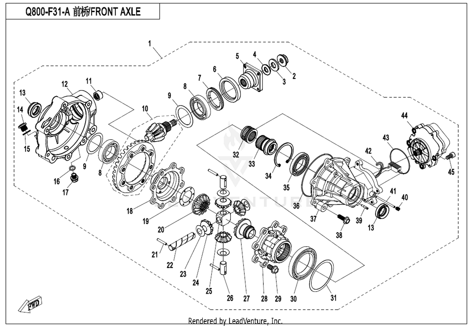 Front Axle(Four Differential Center Gear)