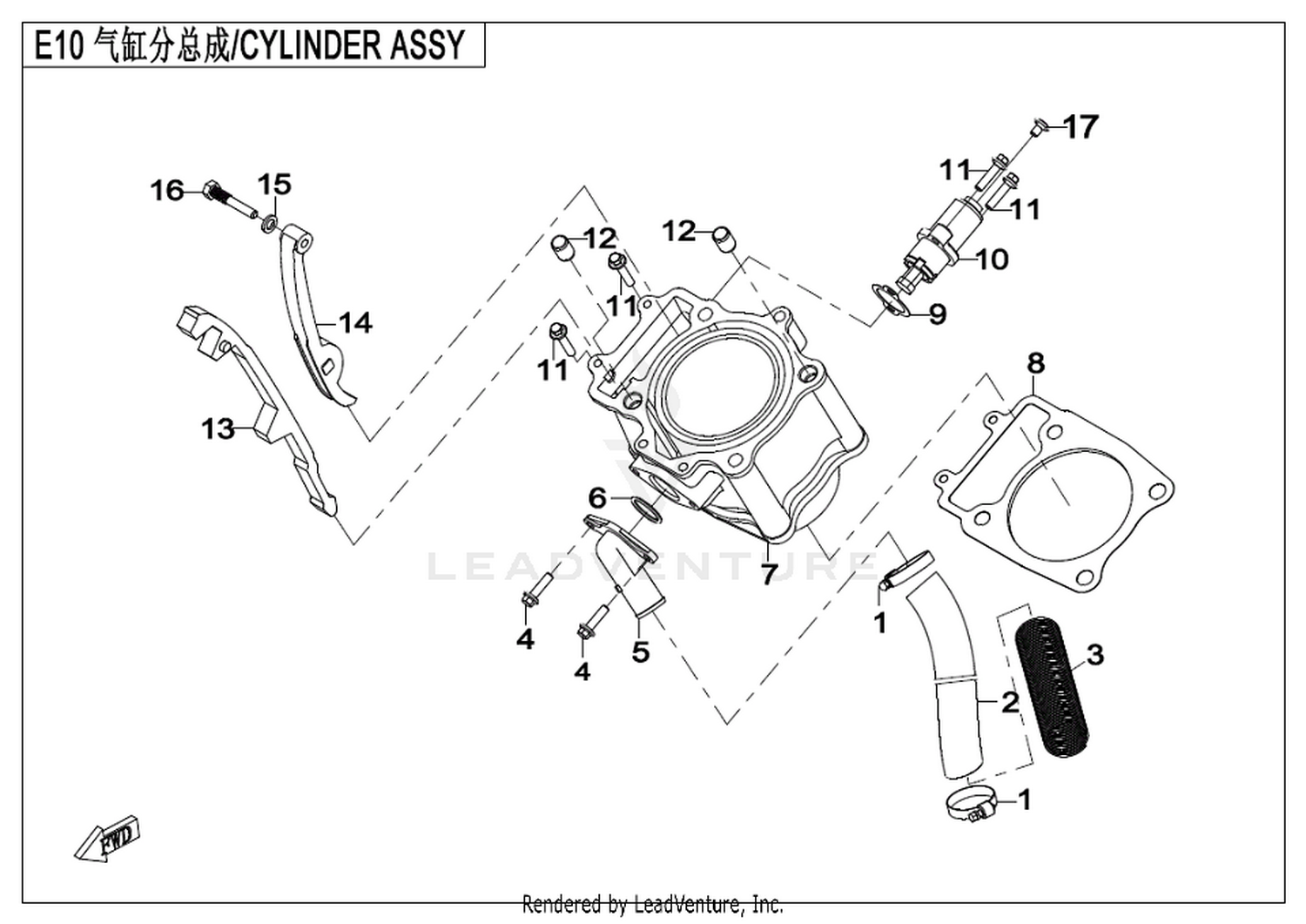 CFORCE RS6 2014 Cylinder Body exploded diagram