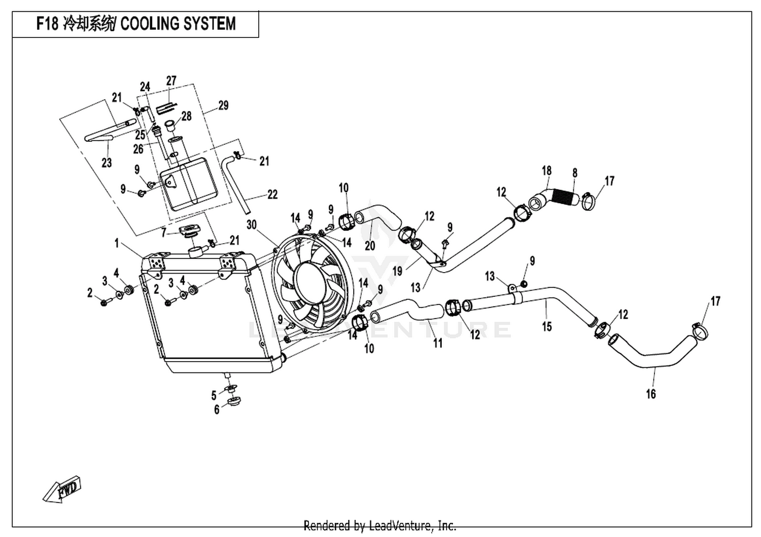 CFORCE 520 2017 Cooling System exploded diagram