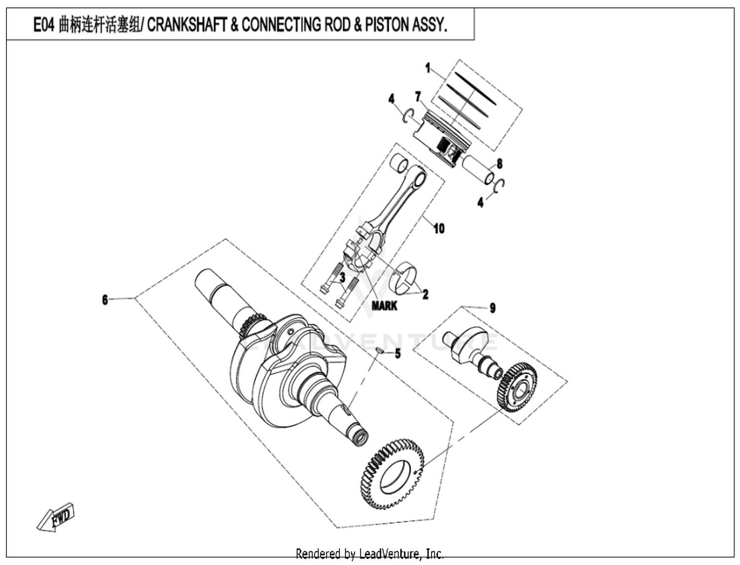CFORCE 450 BASIC 2026 Crankshaft & Connecting Rod & Piston Assy(Flat-Cut Rod) exploded diagram