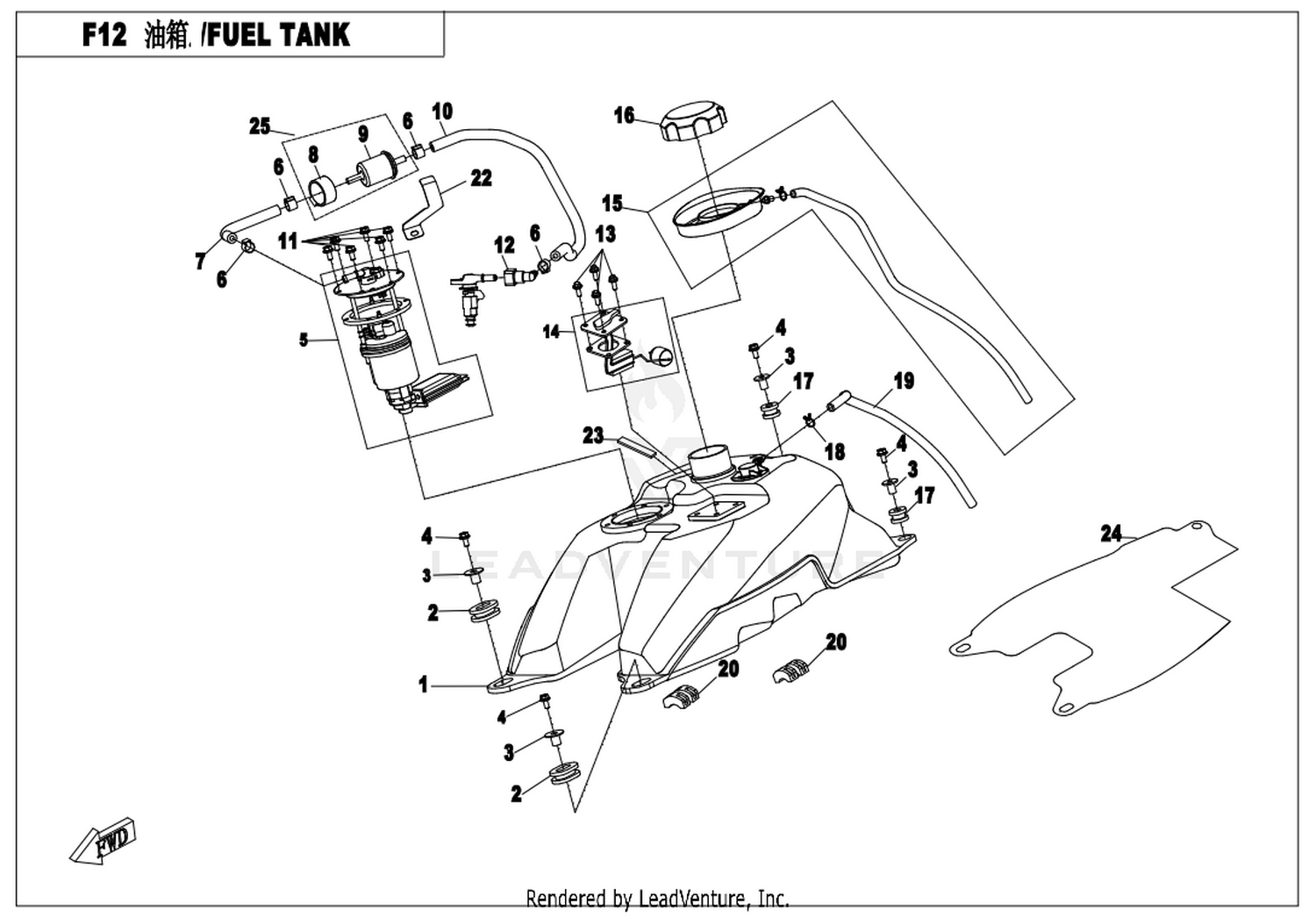 CFORCE 550 2016 Fuel Tank exploded diagram