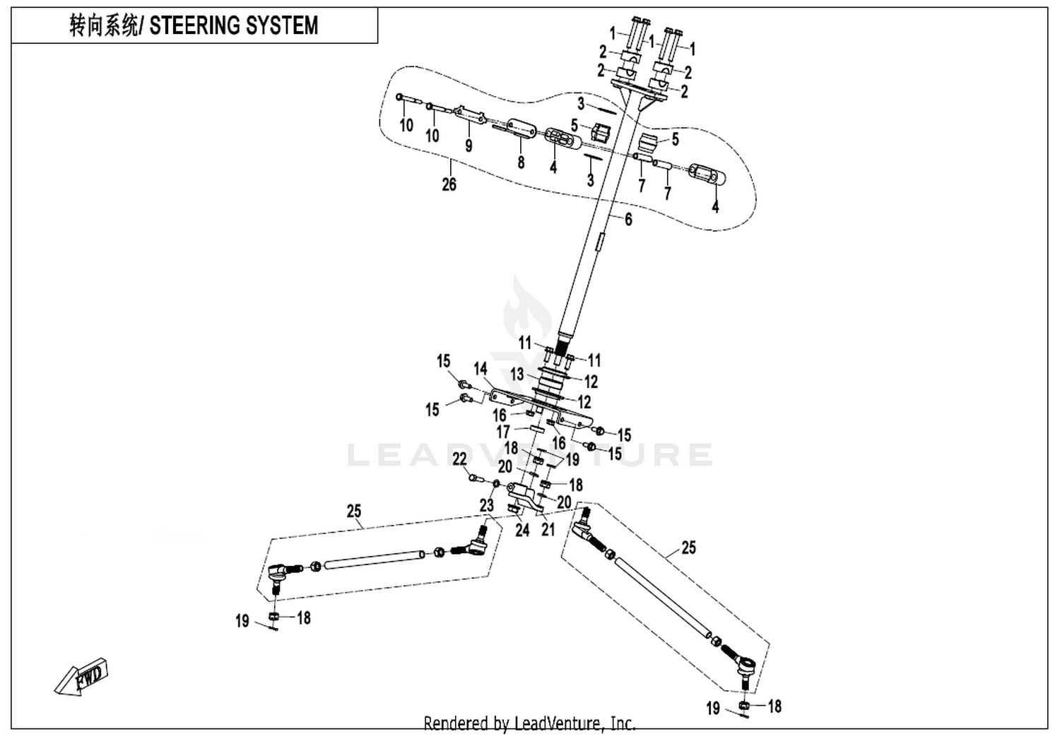 CFORCE 625 TOURING 2021 Steering System exploded diagram