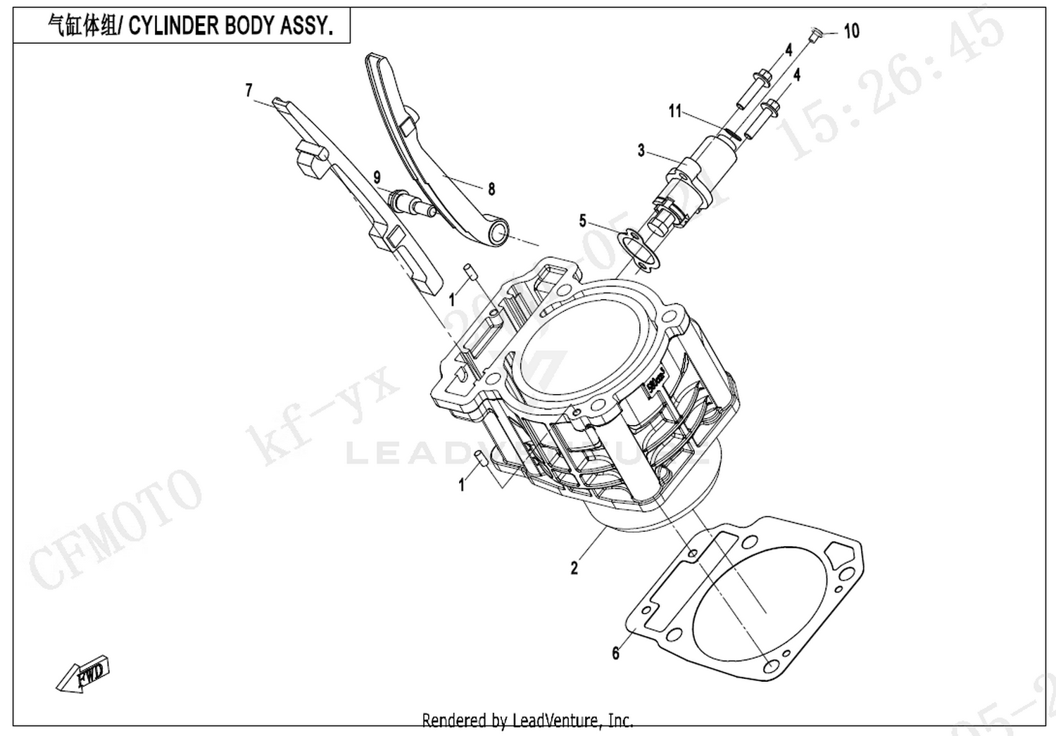 CFORCE 625 TOURING OVERLAND 2025 Cylinder Body Assy exploded diagram