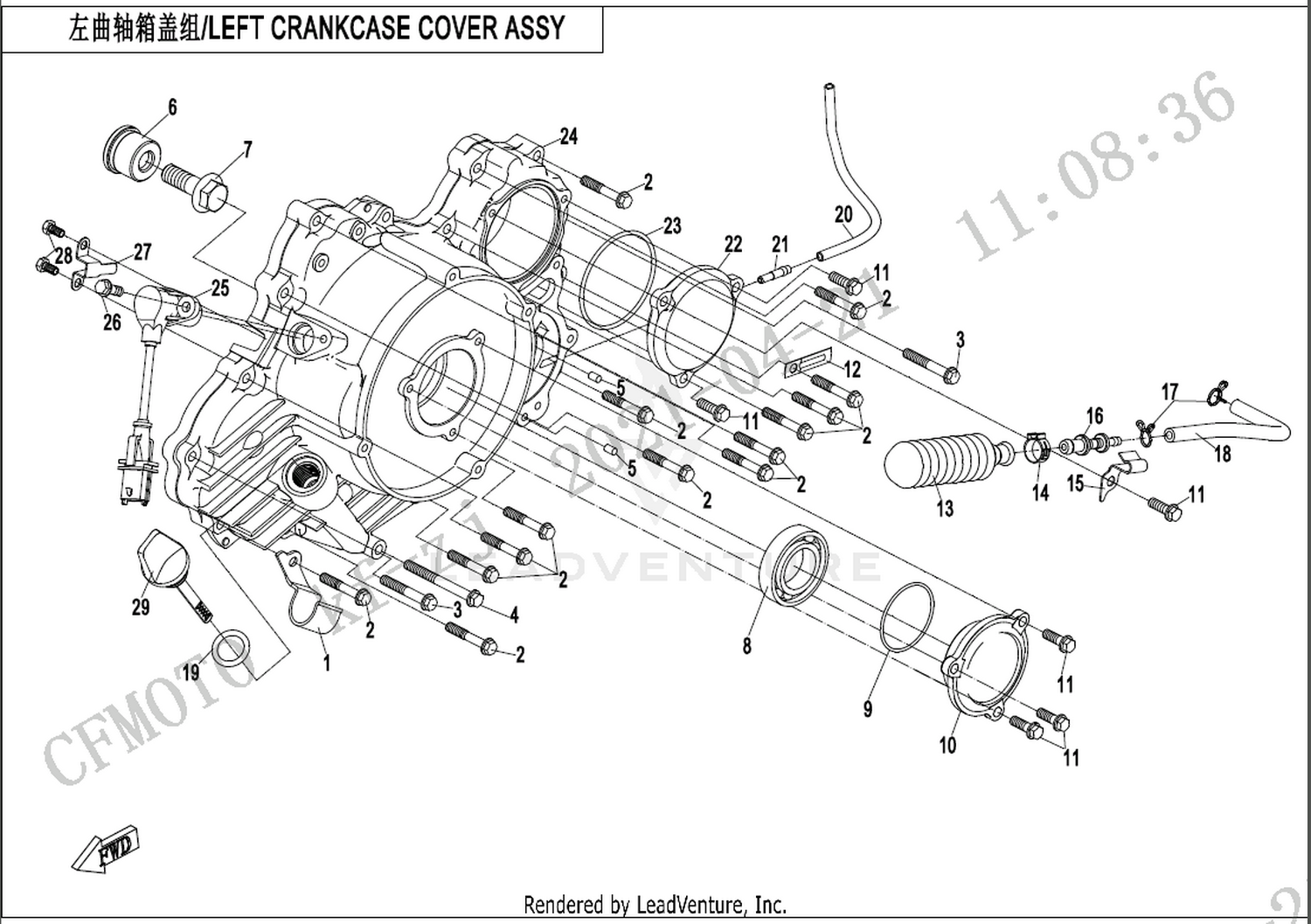 ZFORCE 1000 SPORT R 2024 Left Crankcase Cover Assy(With Rpm Sensor) exploded diagram