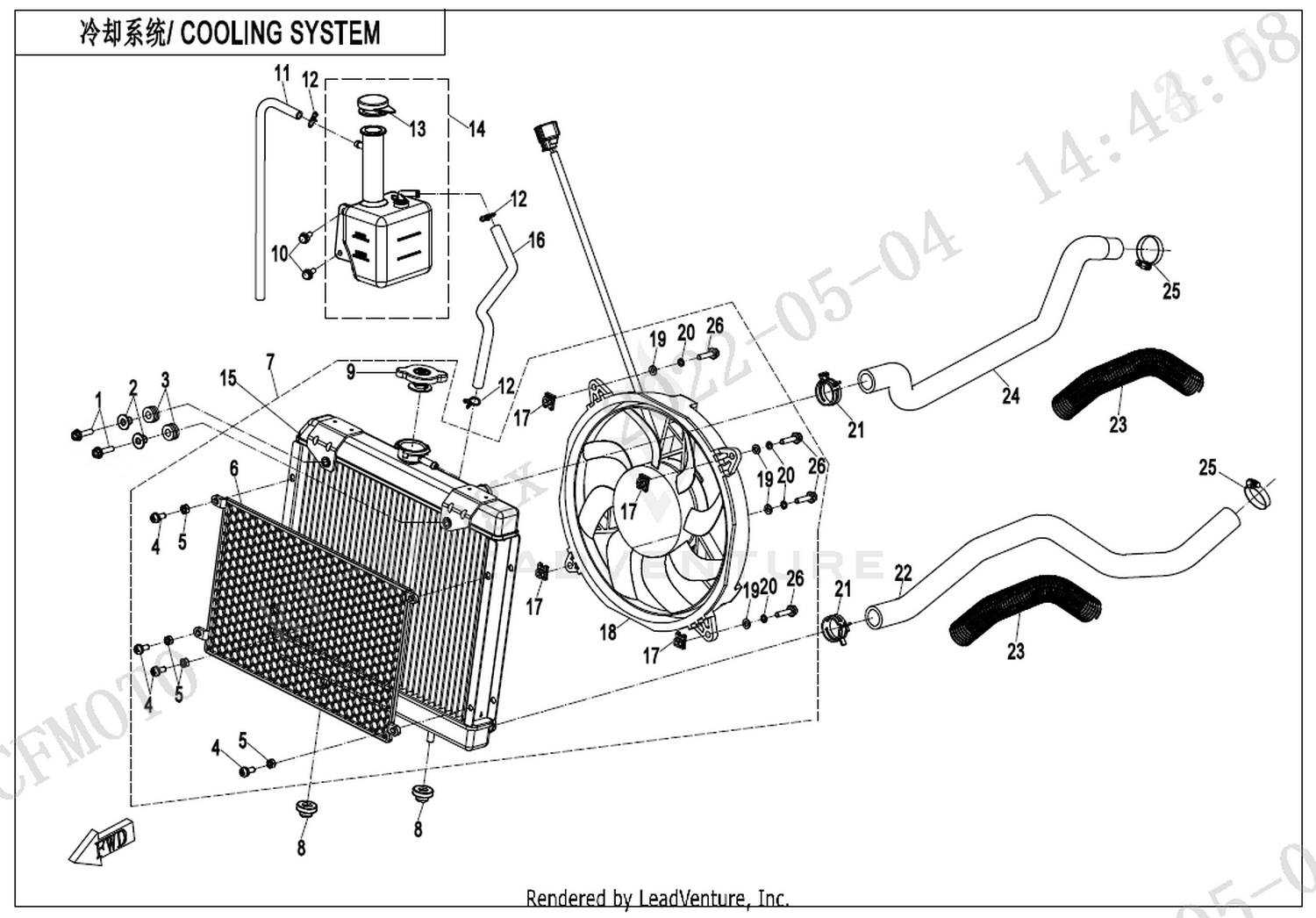 CFORCE 625 TOURING 2023 Cooling System exploded diagram