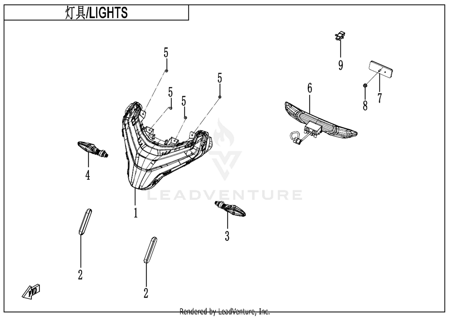 675 NK 2025 Lights exploded diagram