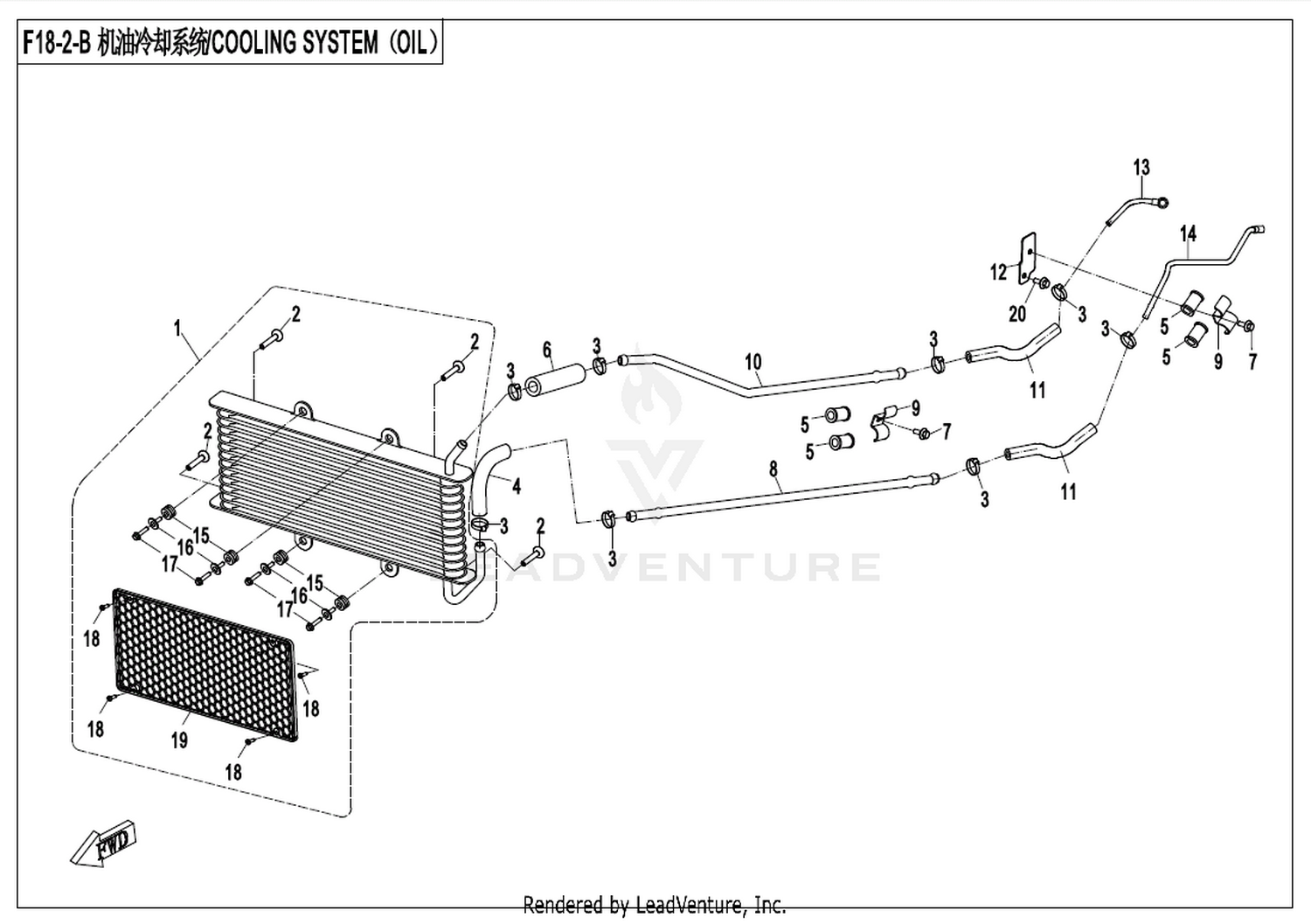 CFMOTO X8 2015 Cooling System(Oil,Russia) exploded diagram