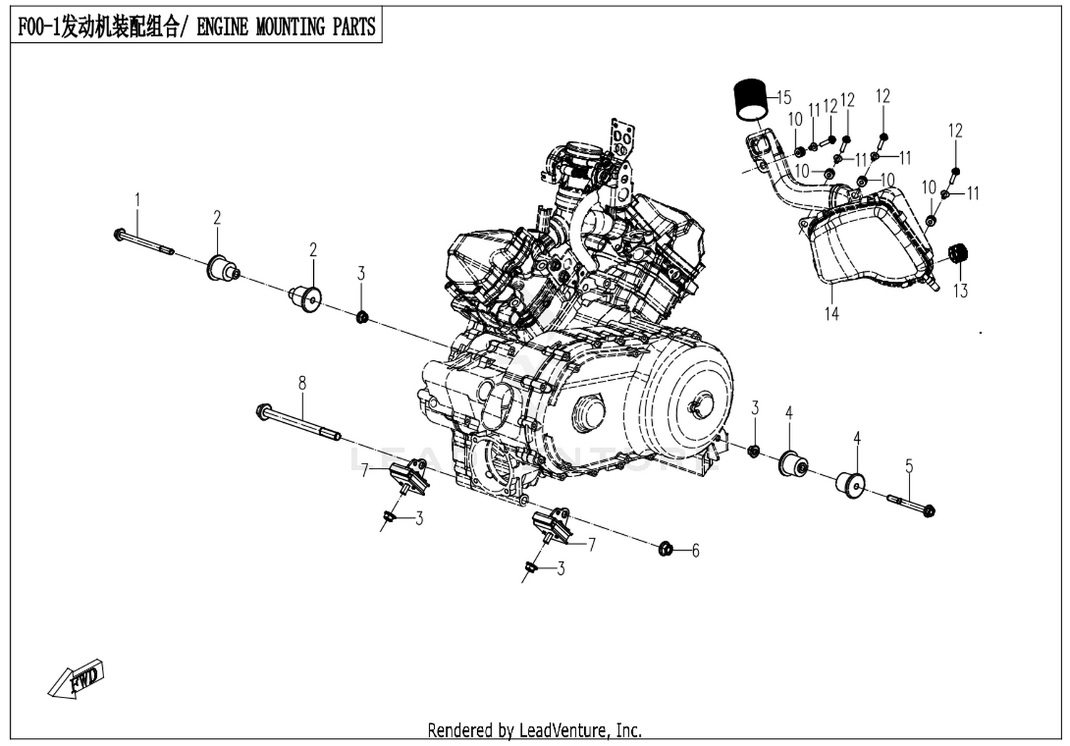 ZFORCE 800 2016 Engine Mounting Parts exploded diagram