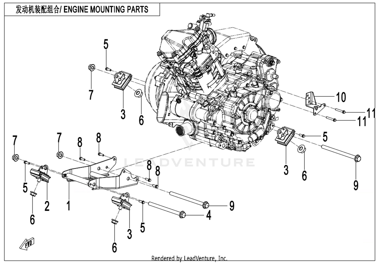 CFORCE 520. Engine Mounting Parts exploded diagram