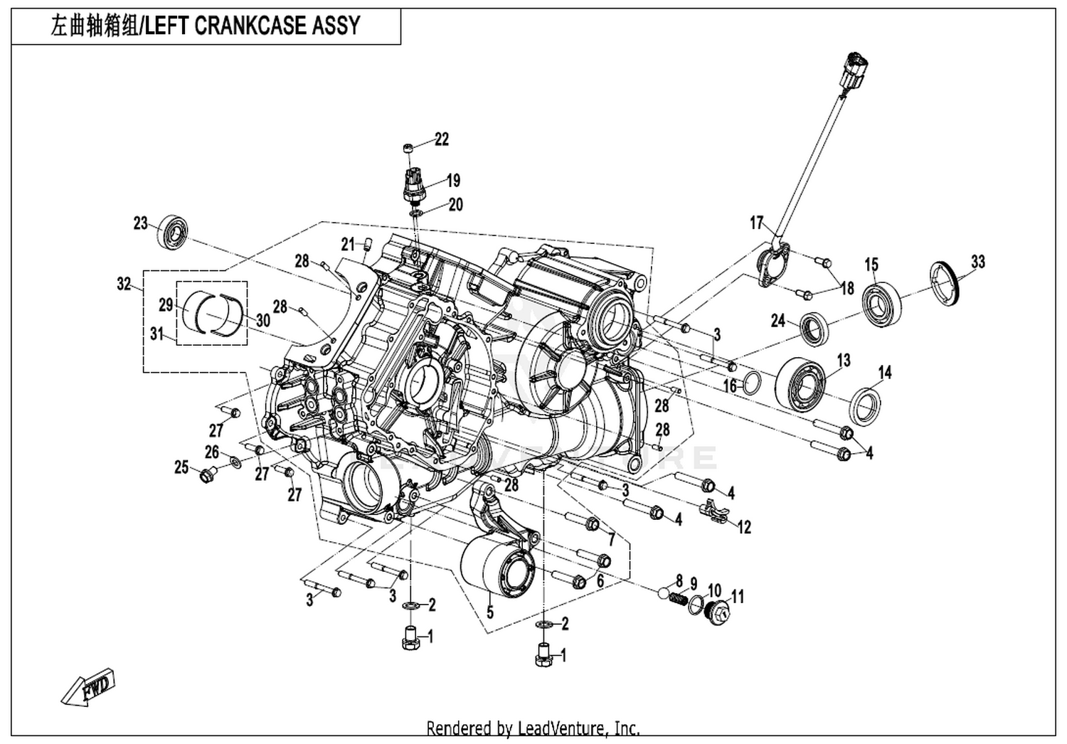 CFORCE 1000 OVERLAND Left Crankcase Assy exploded diagram