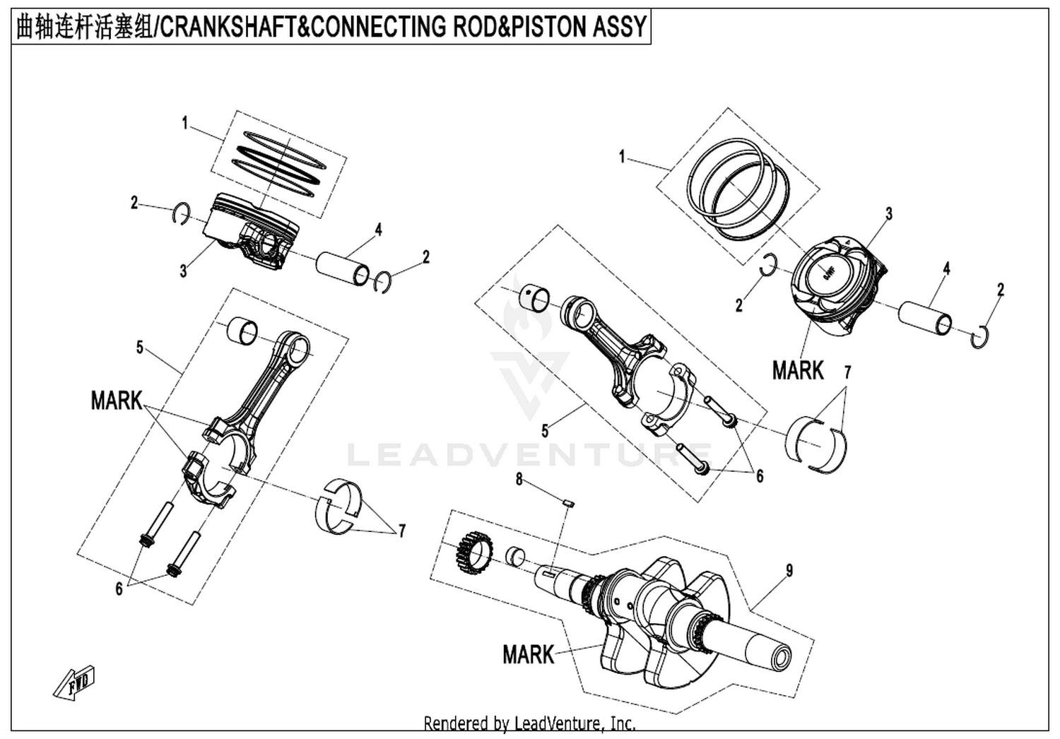 CFORCE 1000 OVERLAND Crankshaft & Connecting Rod & Piston Assy exploded diagram