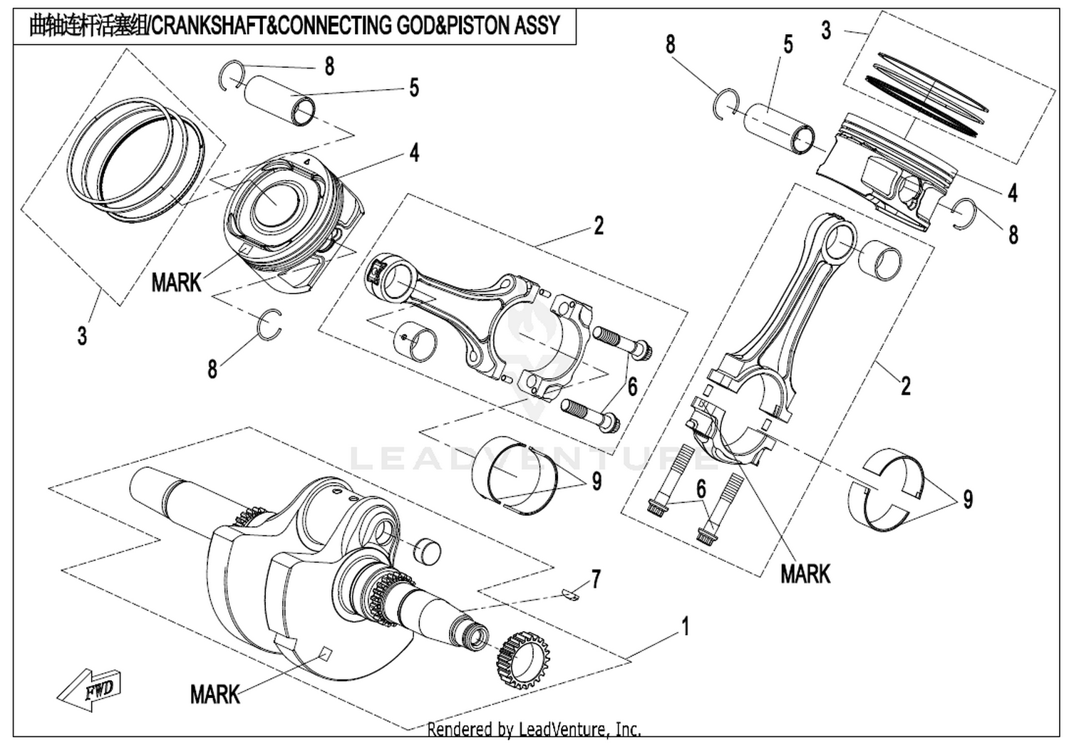 CFORCE 1000 2018 Crankshaft & Connecting Rod & Piston Assy exploded diagram