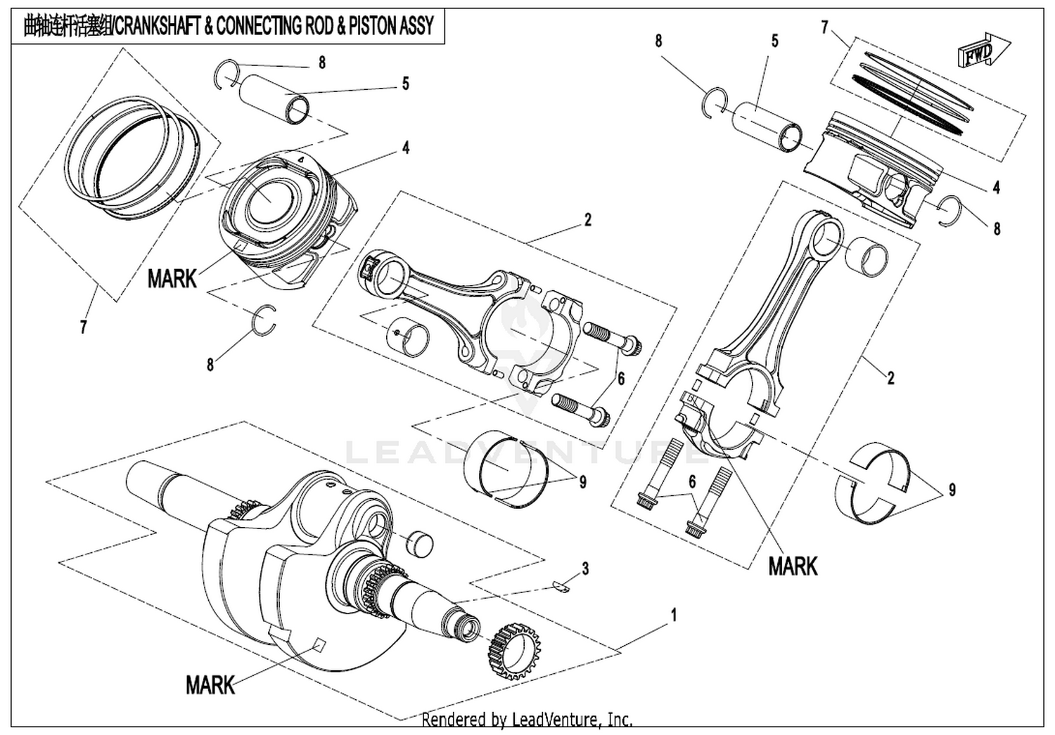 UFORCE 1000 2025 Crankshaft & Connecting Rod & Piston Assy exploded diagram
