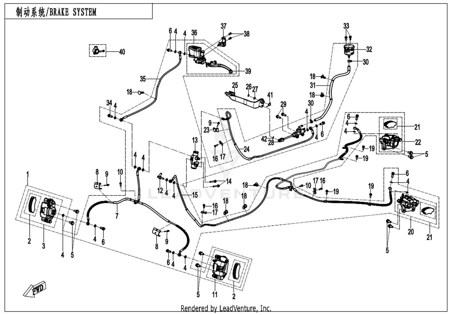 CFORCE 1000 MV 2026 Brake System-Rh exploded diagram