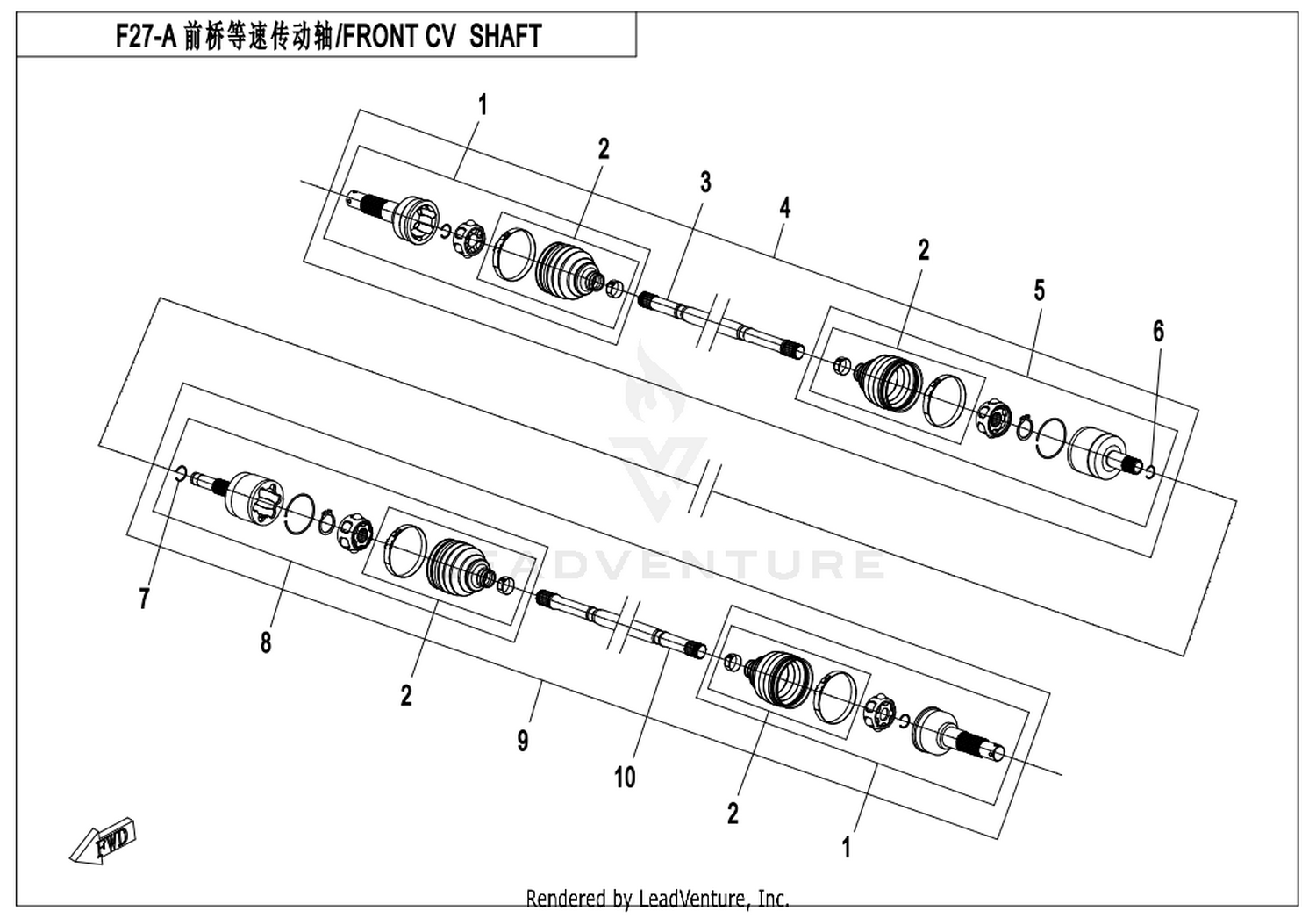 CFORCE 550 2016 Front Cv Shaft (Odm) exploded diagram