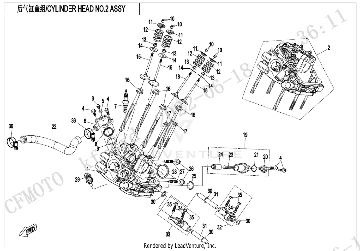 CFORCE 850XC 2024 Cylinder Head No.2 Assy exploded diagram