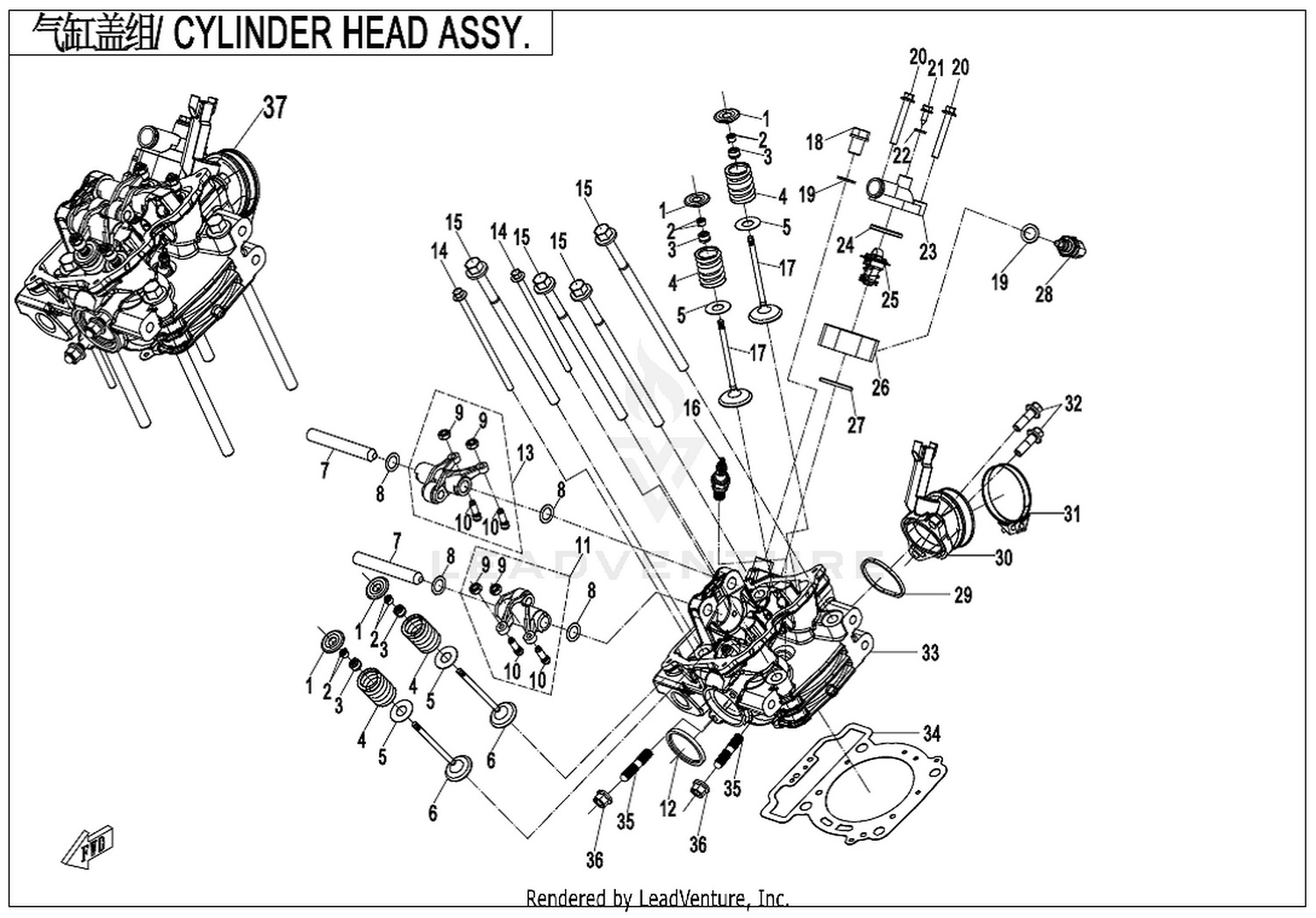CFORCE 625 2022 Cylinder Head Assy exploded diagram