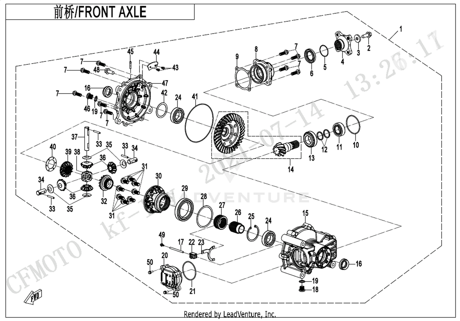 UFORCE 1000 XL 2024 Front Axle exploded diagram