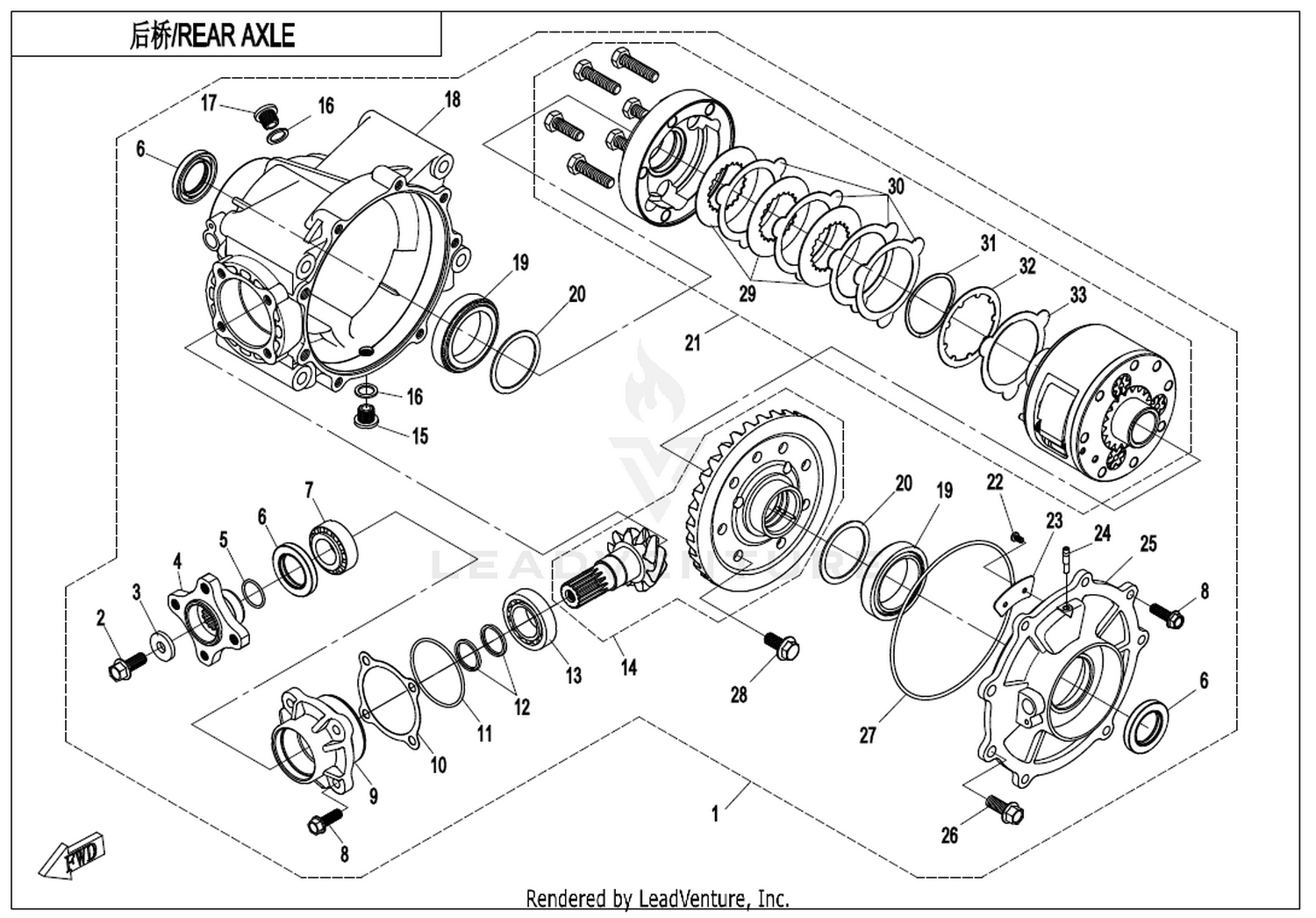 ZFORCE 550 2018 Rear Axle(Automatic Differential Lock) 1 exploded diagram