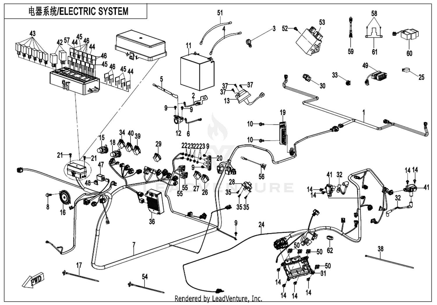 UFORCE 1000 2025 Electric System exploded diagram