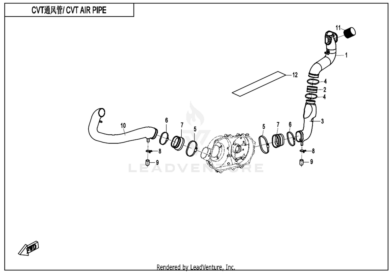 CFORCE 520 2022 Cvt Air Pipe exploded diagram