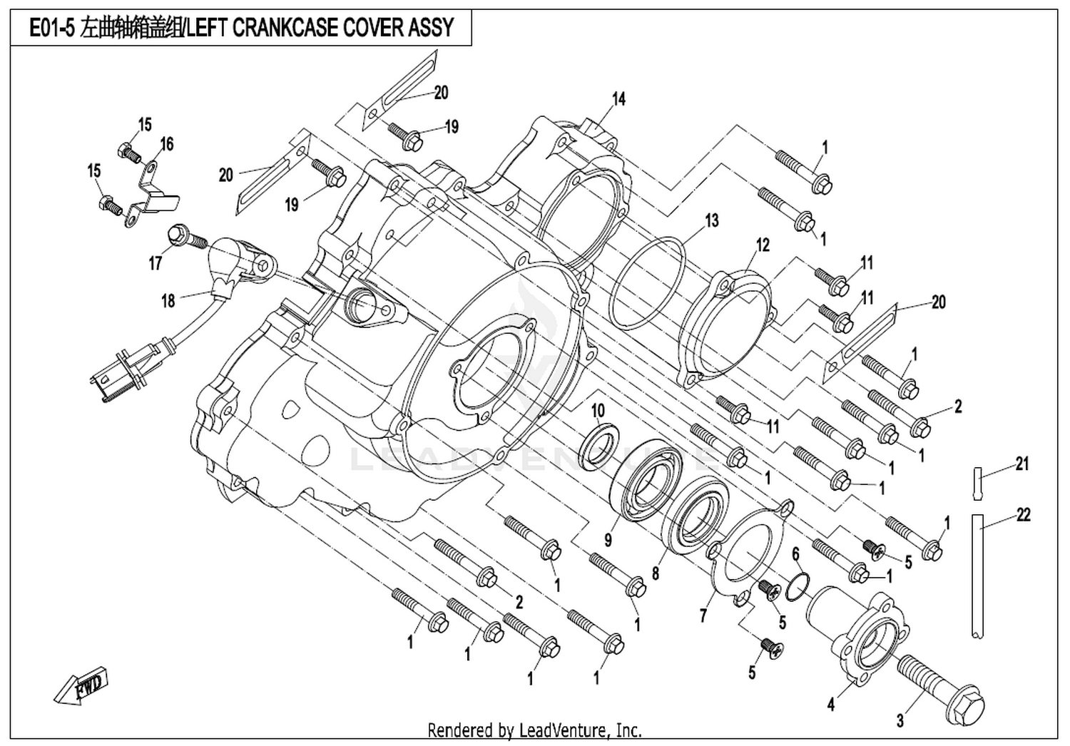 UFORCE 800 2017 Left Crankcase Cover Assy exploded diagram