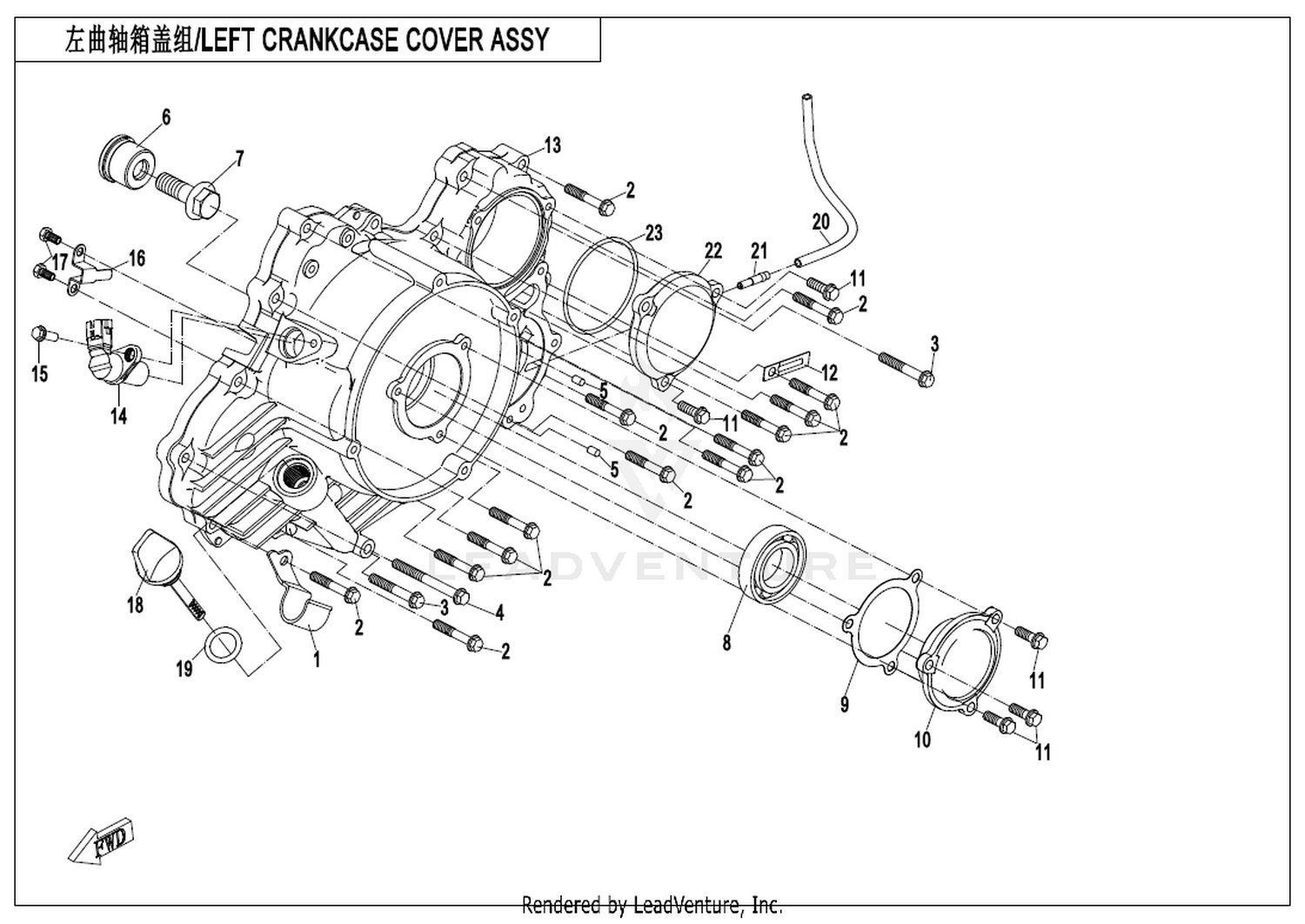 ZFORCE 950 SPORT 4 2024 Left Crankcase Cover Assy(With Trigger Assy) 1 exploded diagram