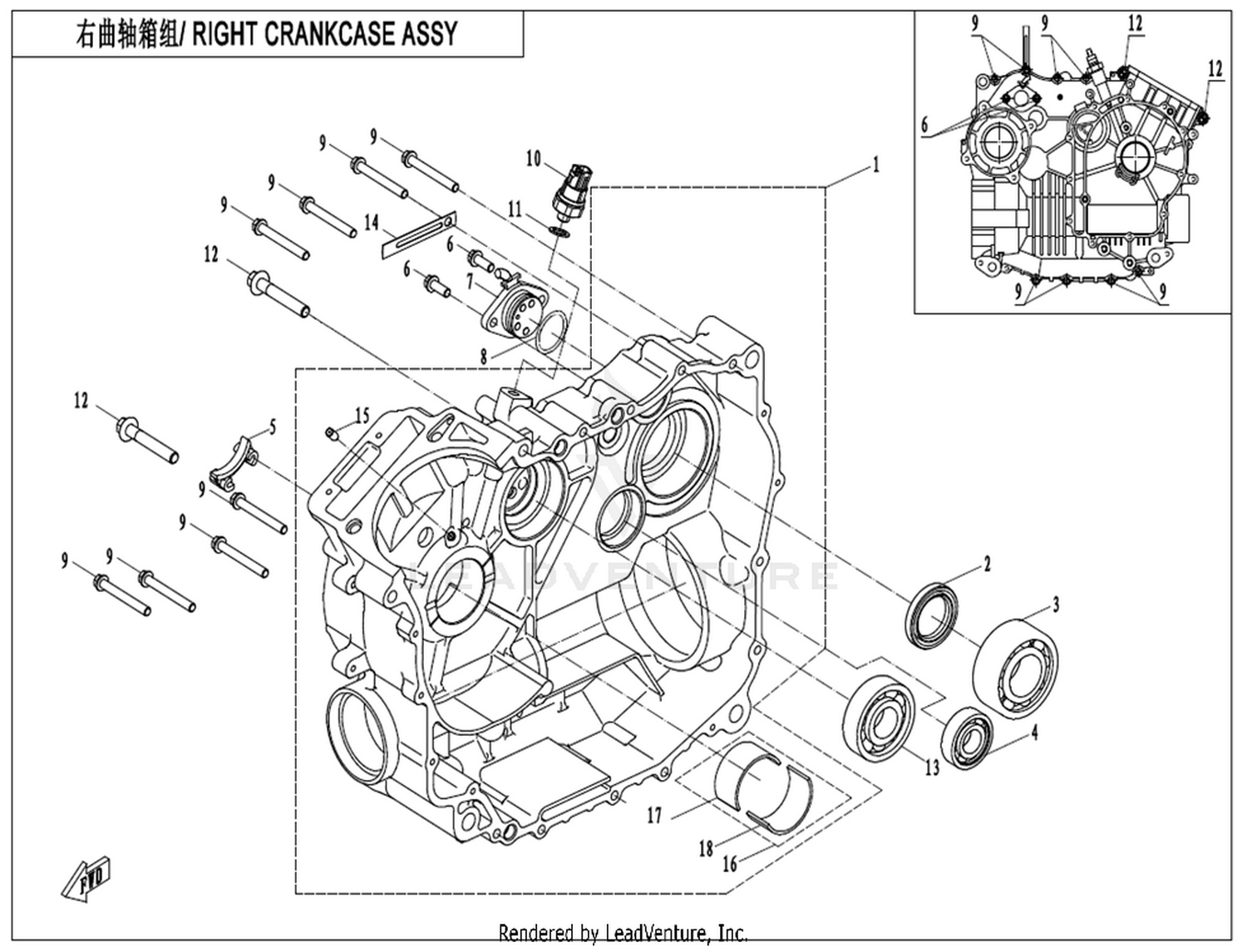 CFORCE 625 TOURING OVERLAND 2025 Right Crankcase Assy exploded diagram