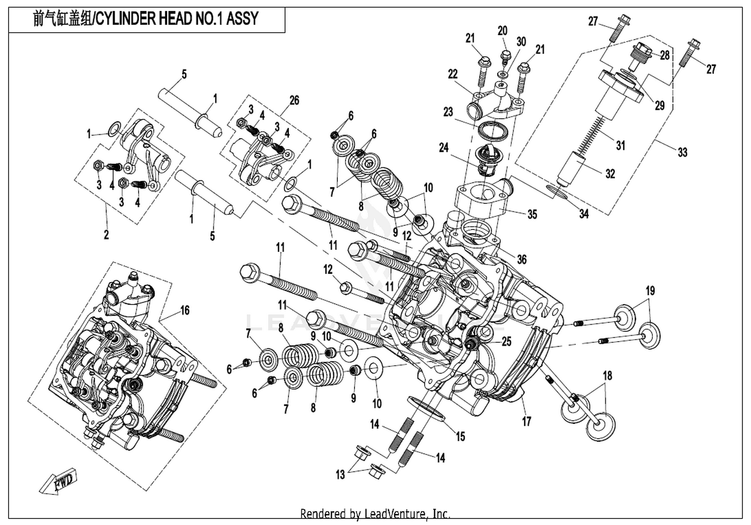 CFORCE 850XC 2024 Cylinder Head No.1 Assy 2 exploded diagram