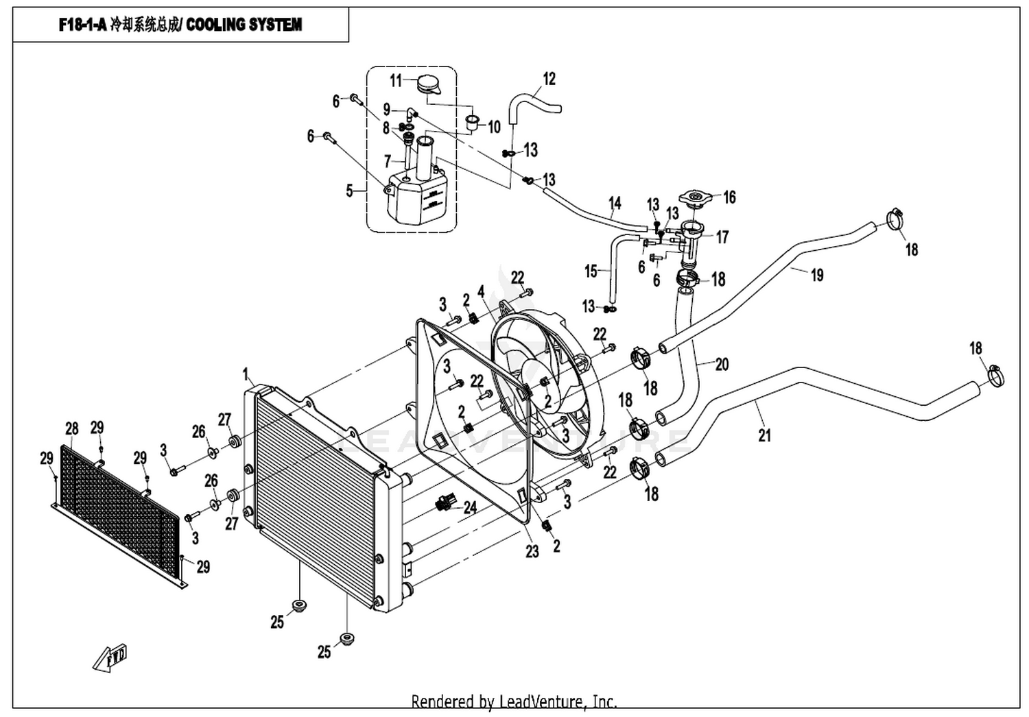 CFMOTO X8 2013 Cooling System(Water) exploded diagram