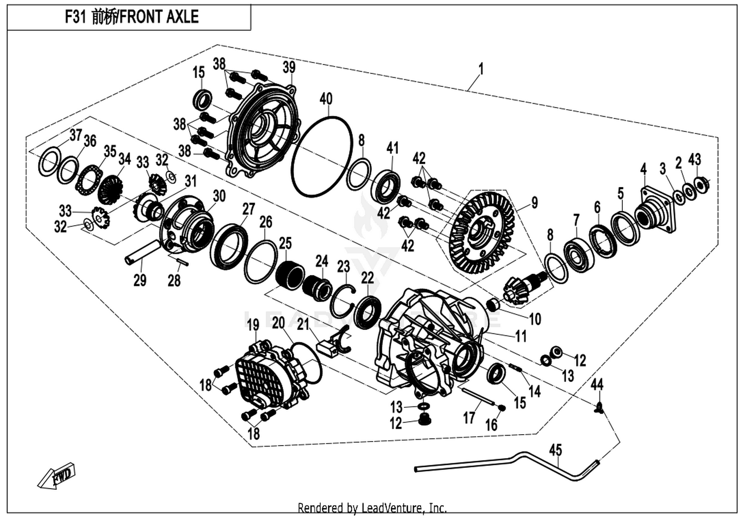 UFORCE 800 2017 Front Axle exploded diagram