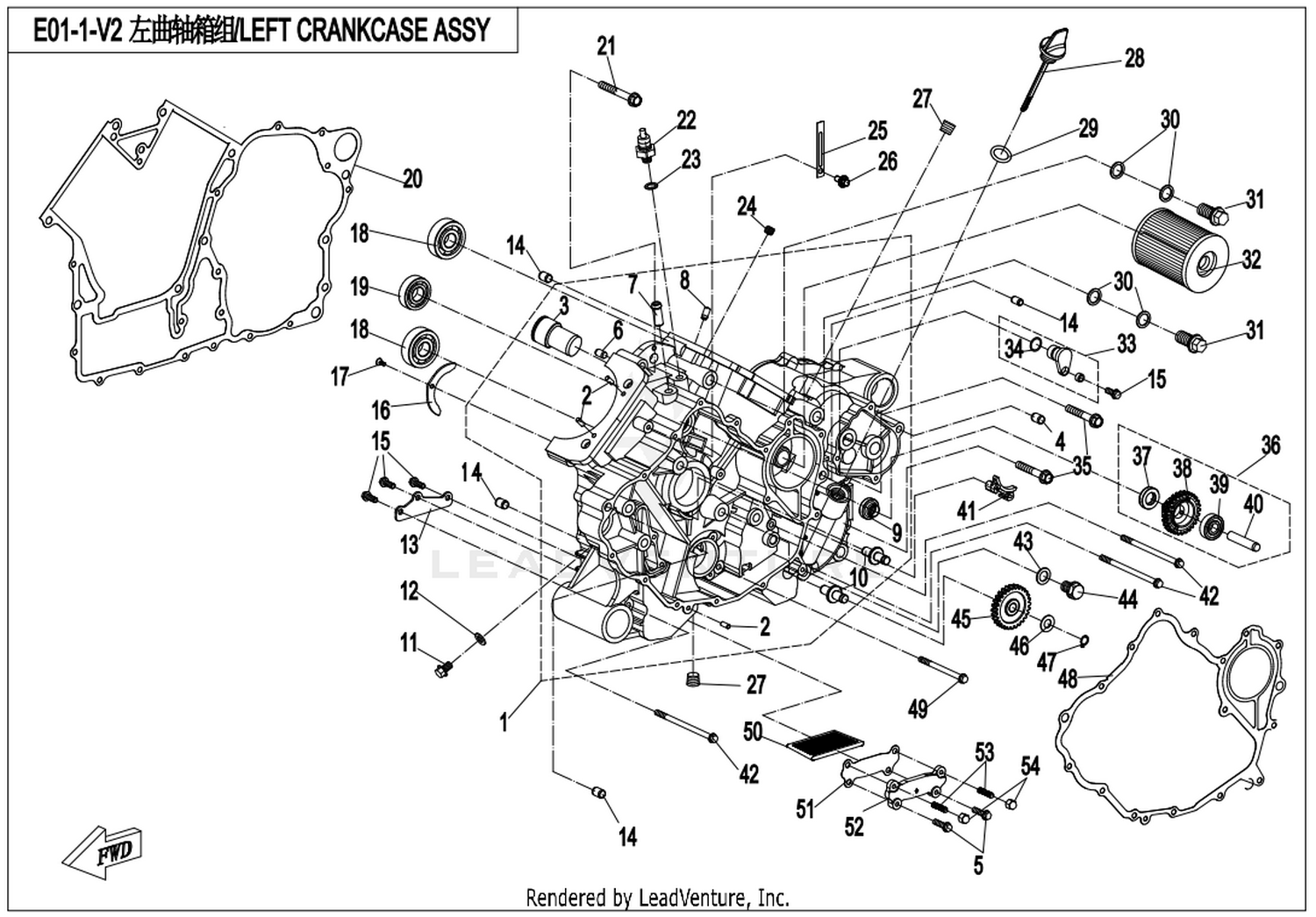 ZFORCE 1000 2017 Left Crankcase Assy exploded diagram