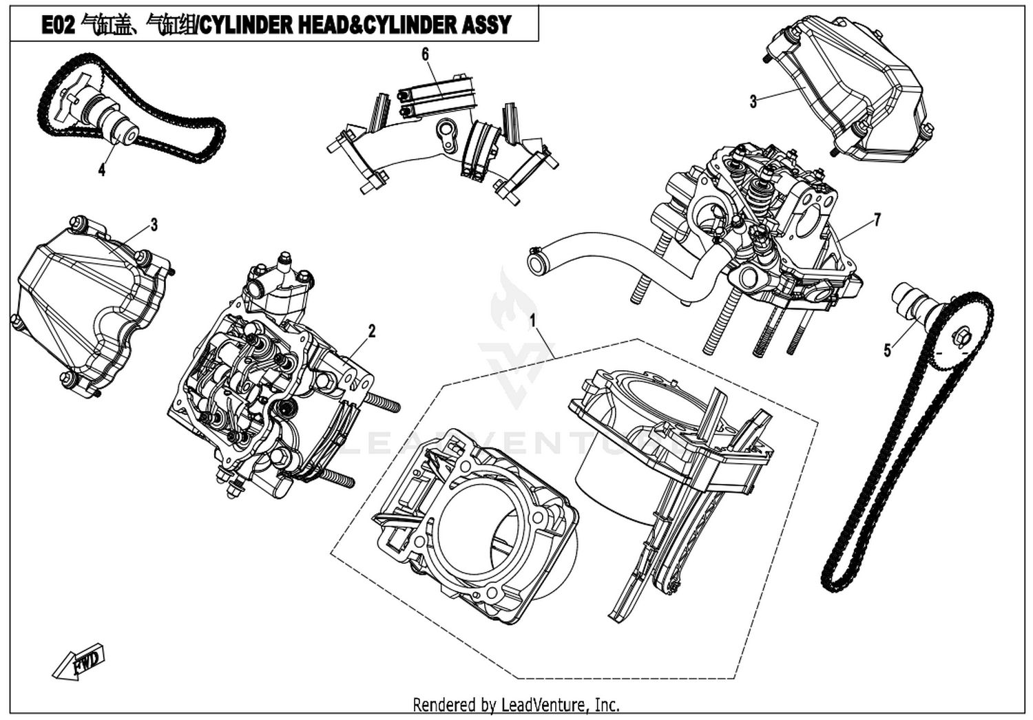 CFMOTO X8 2015 Cylinder Head & Cylinder Assy exploded diagram